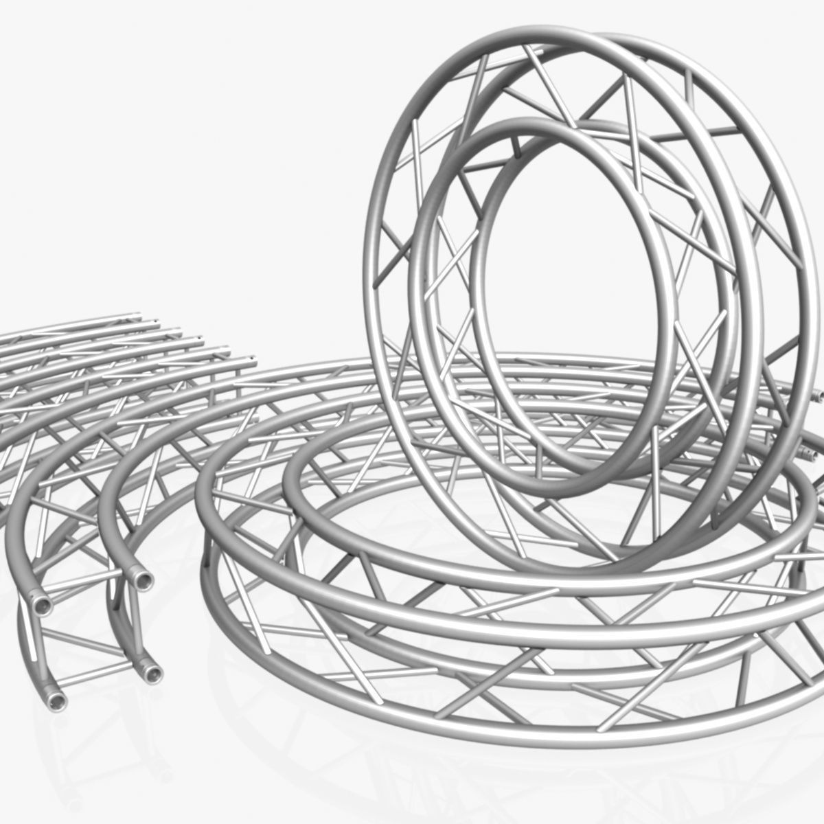 Circle Square Truss Modular Collection 10 stl Modular Pieces  3D print model_14