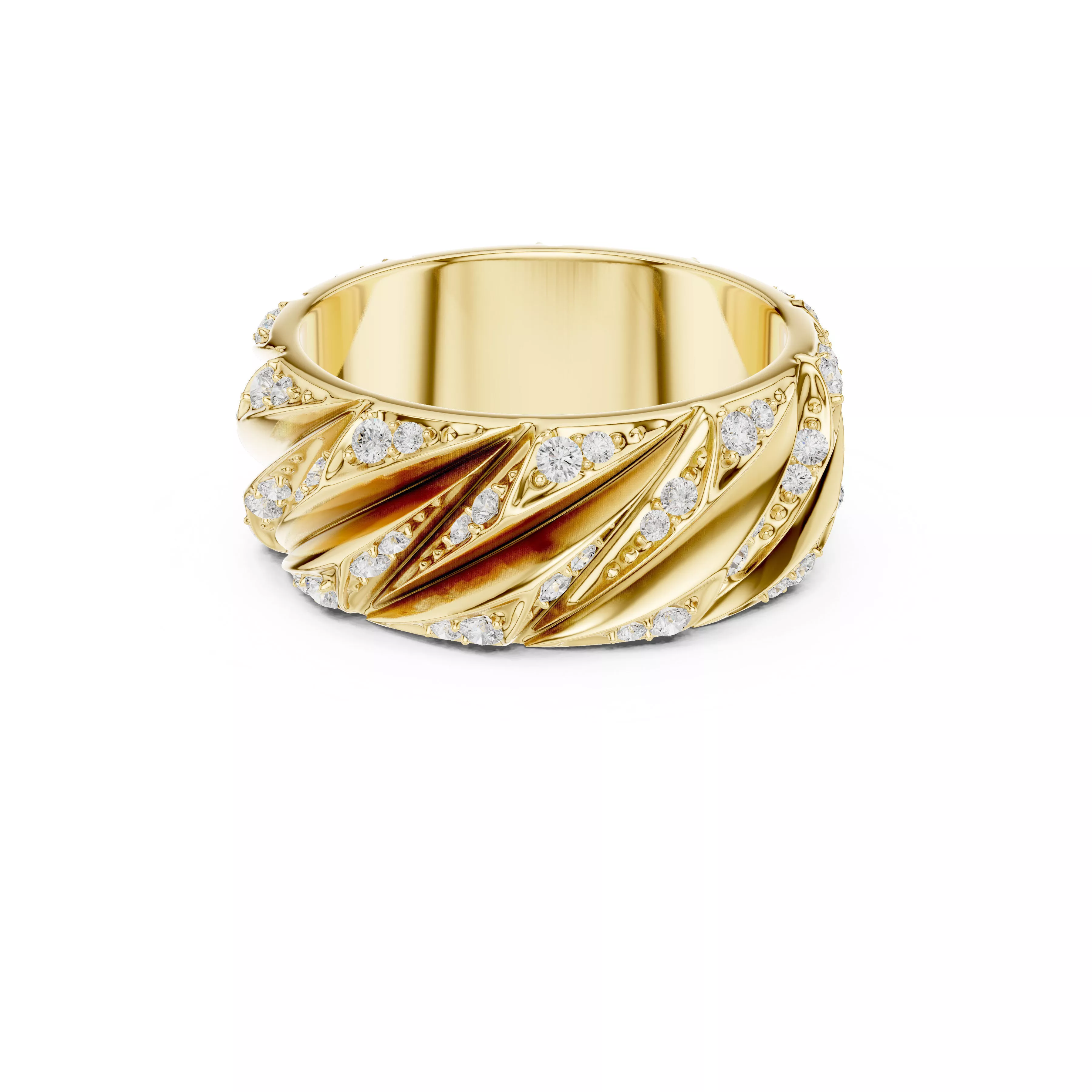 Textured Diamond Wide Band Ring Luxury Statement Ring CAD 3D print model