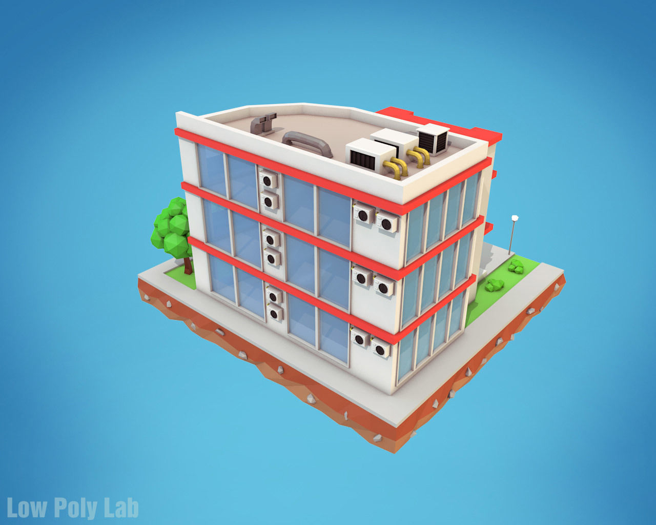 Cartoon City Hotel Low-poly 3D model_2