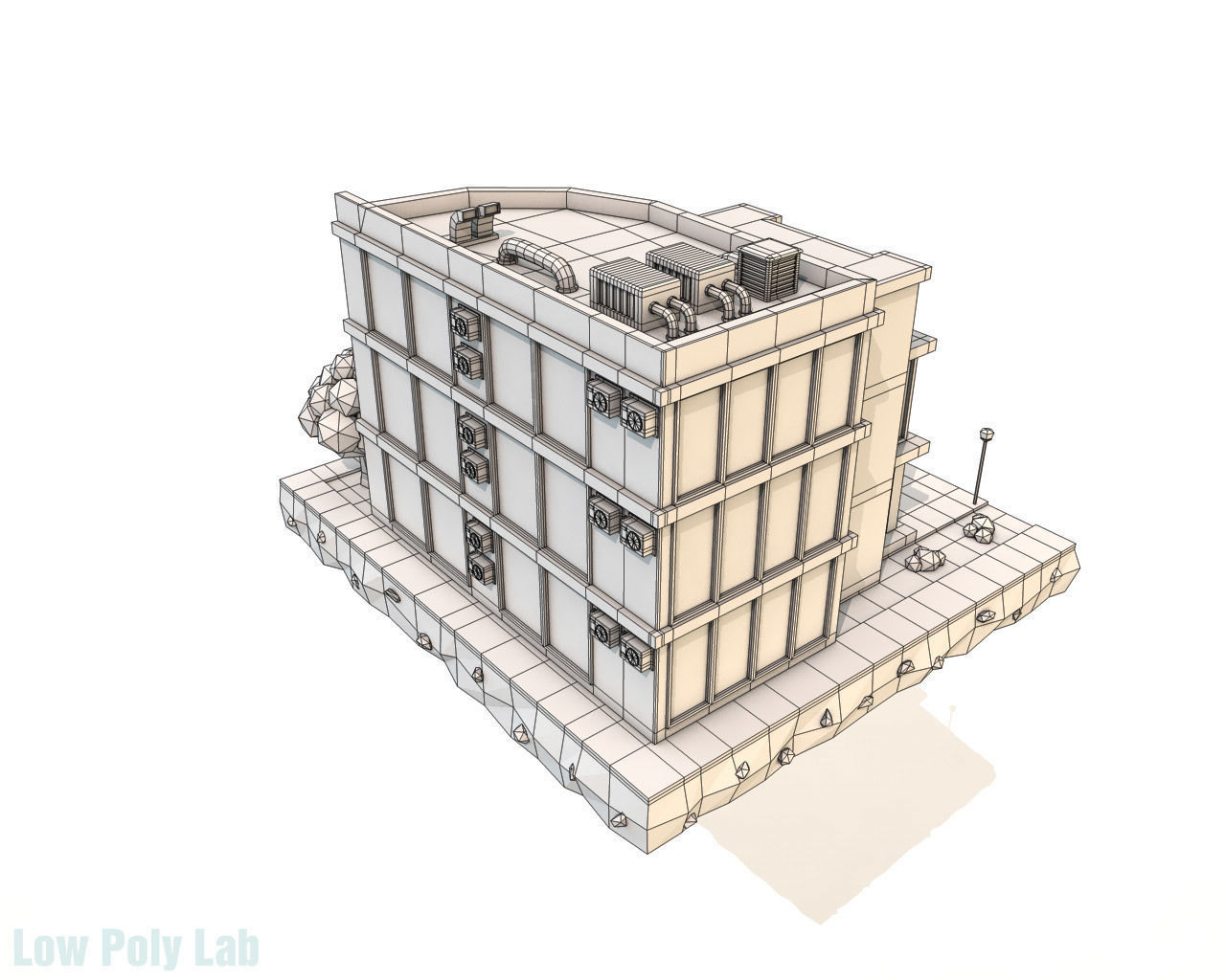Cartoon City Hotel Low-poly 3D model_3