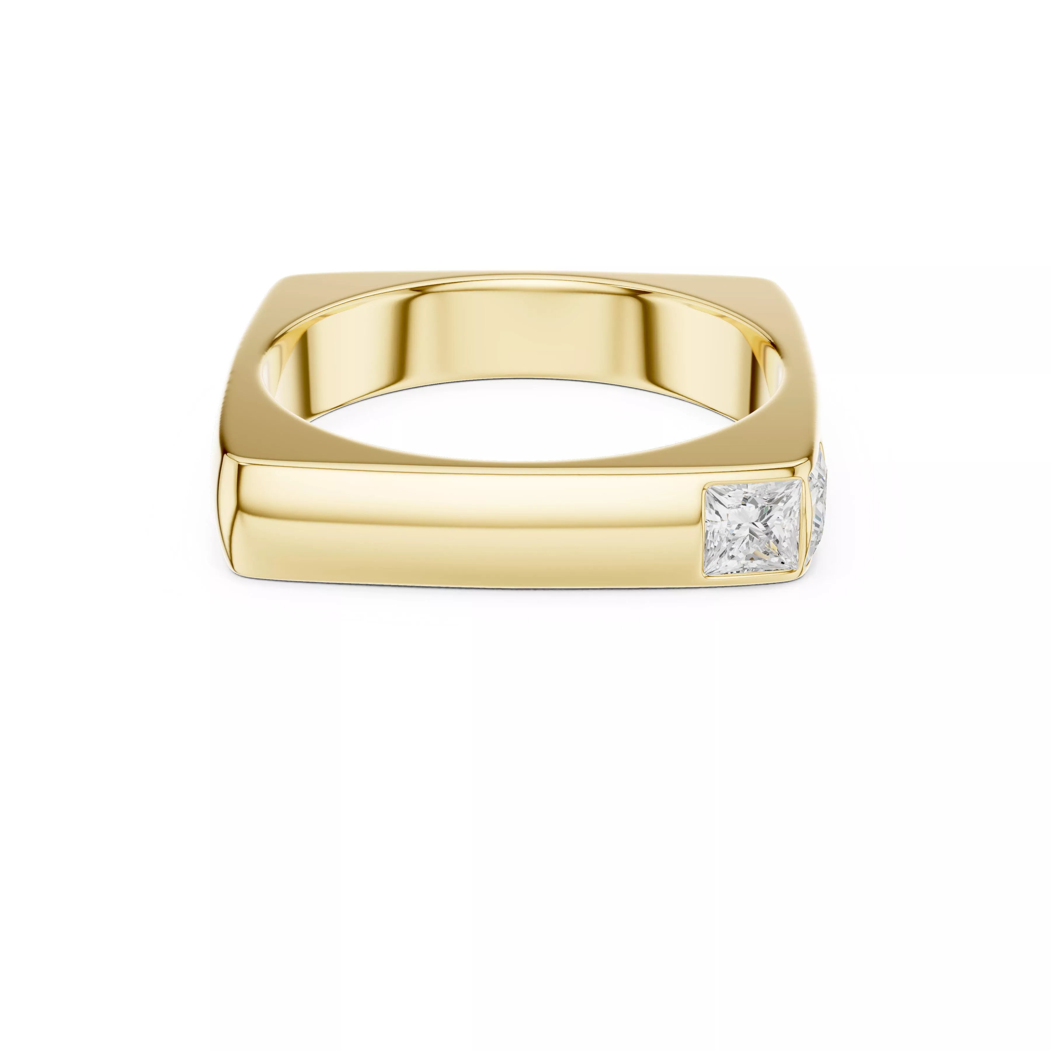 Princess Cut Side Stone Ring Modern Geometric Ring CAD 3D print model