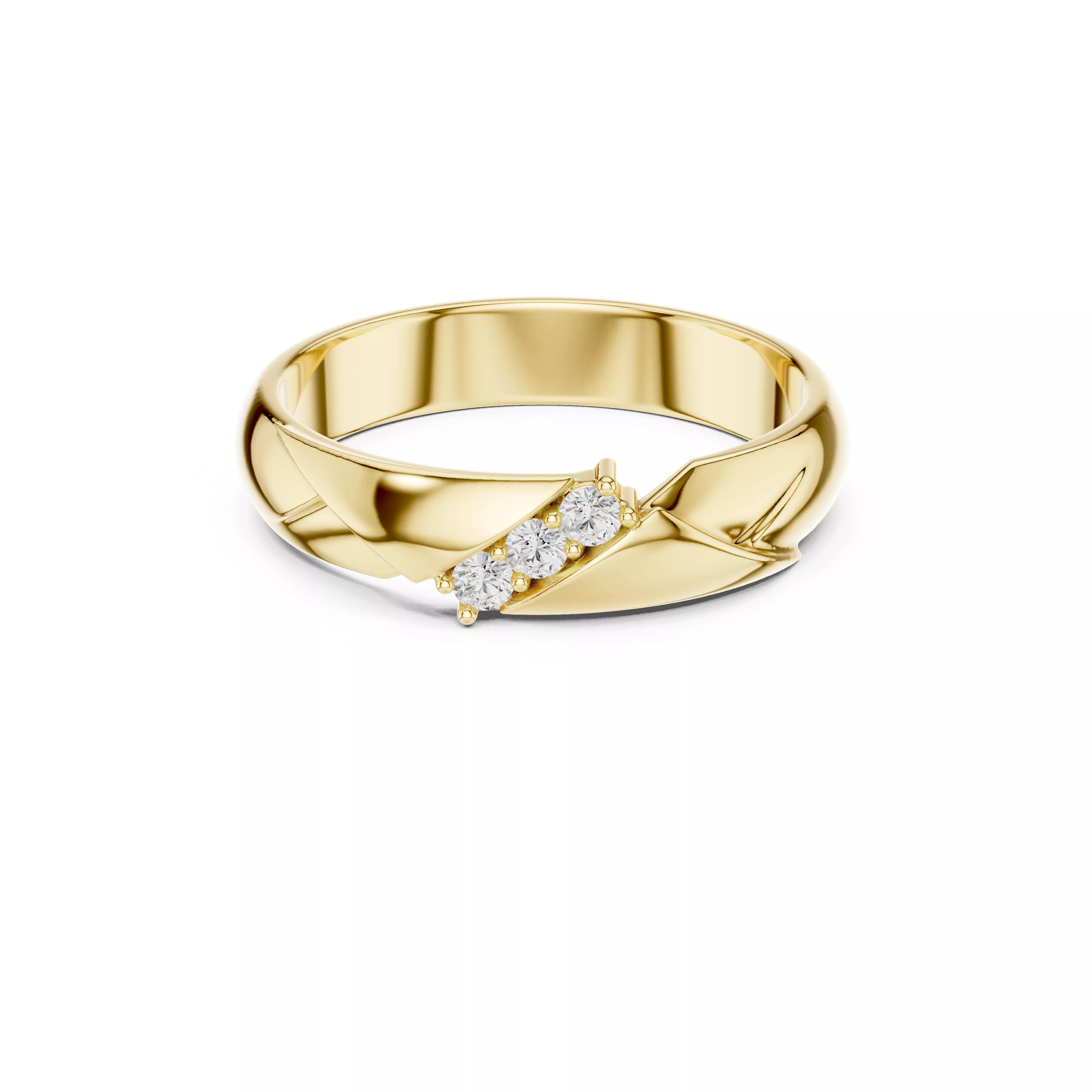 Twisted Diamond Accent Ring Modern Crossover Band CAD 3D print model