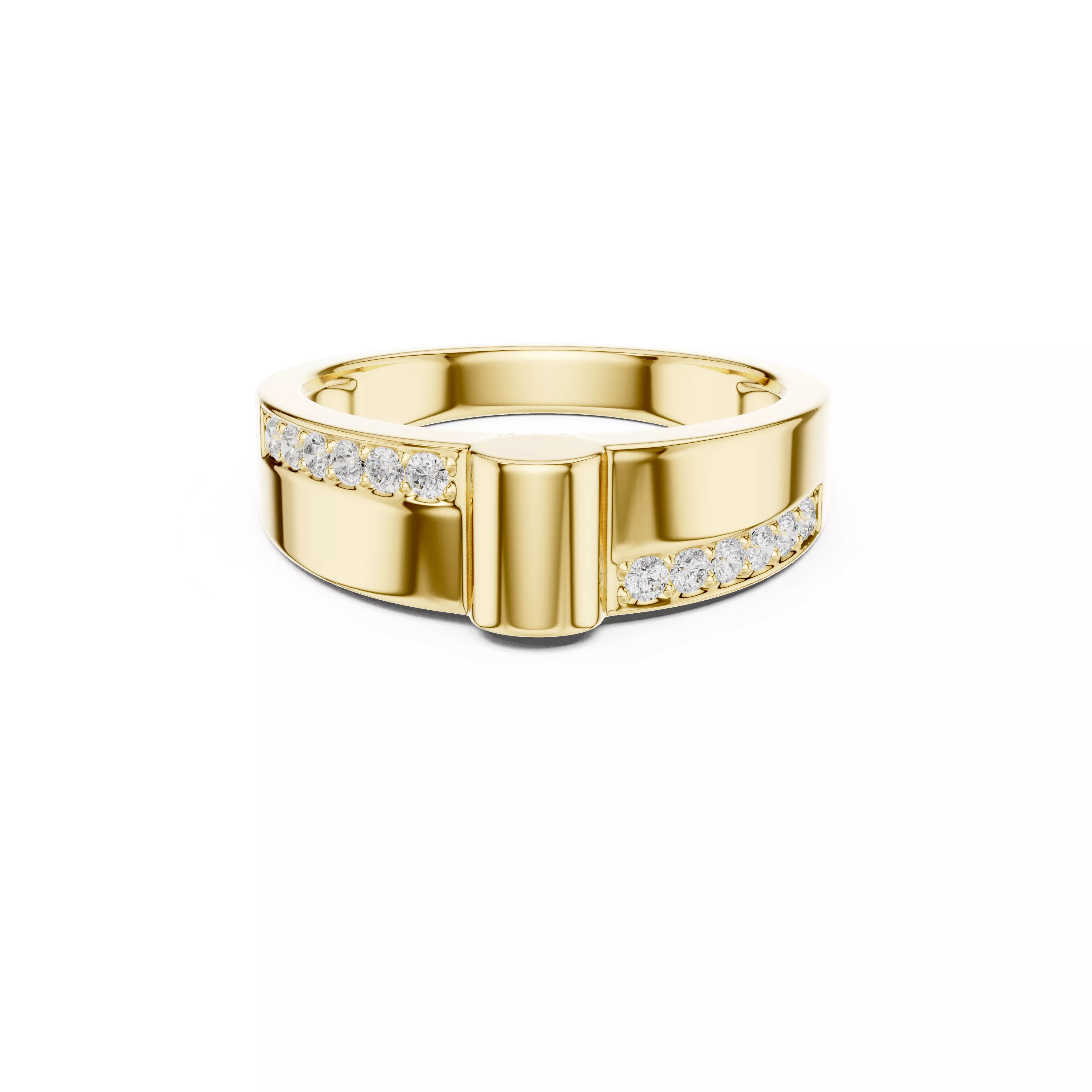 Geometric Diamond Ring Contemporary Wide Band Ring CAD 3D print model