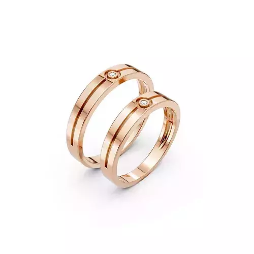 Solitaire Wedding Couple Bands 