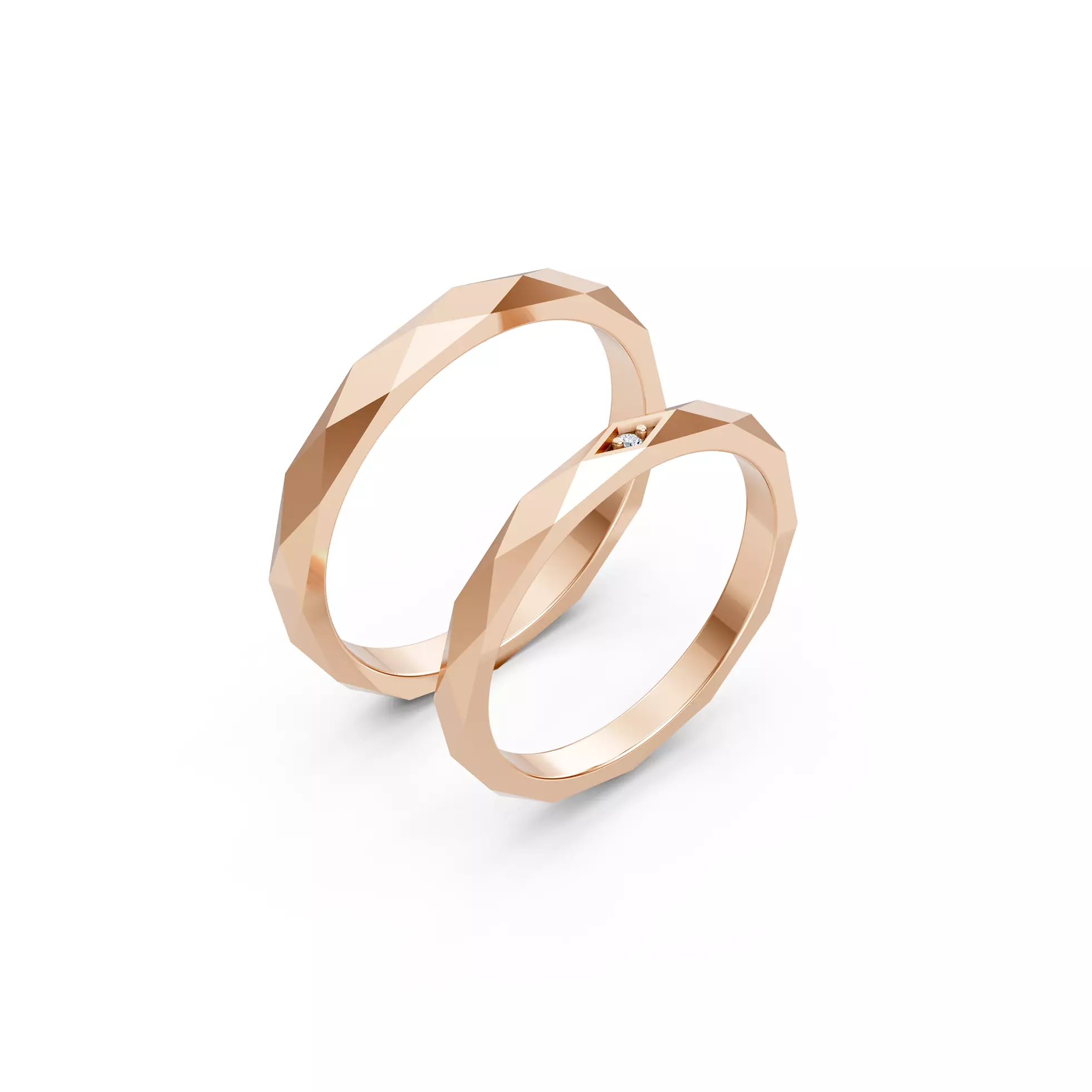Mutifaceted Thin Wedding Couple Bands 3D print model