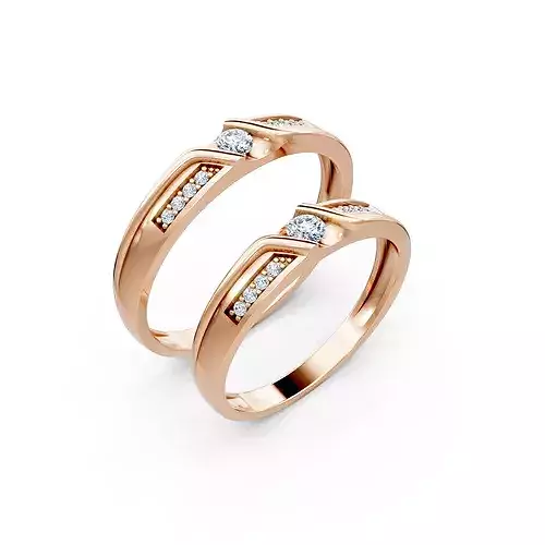 Solitaire Wedding Couple Bands 