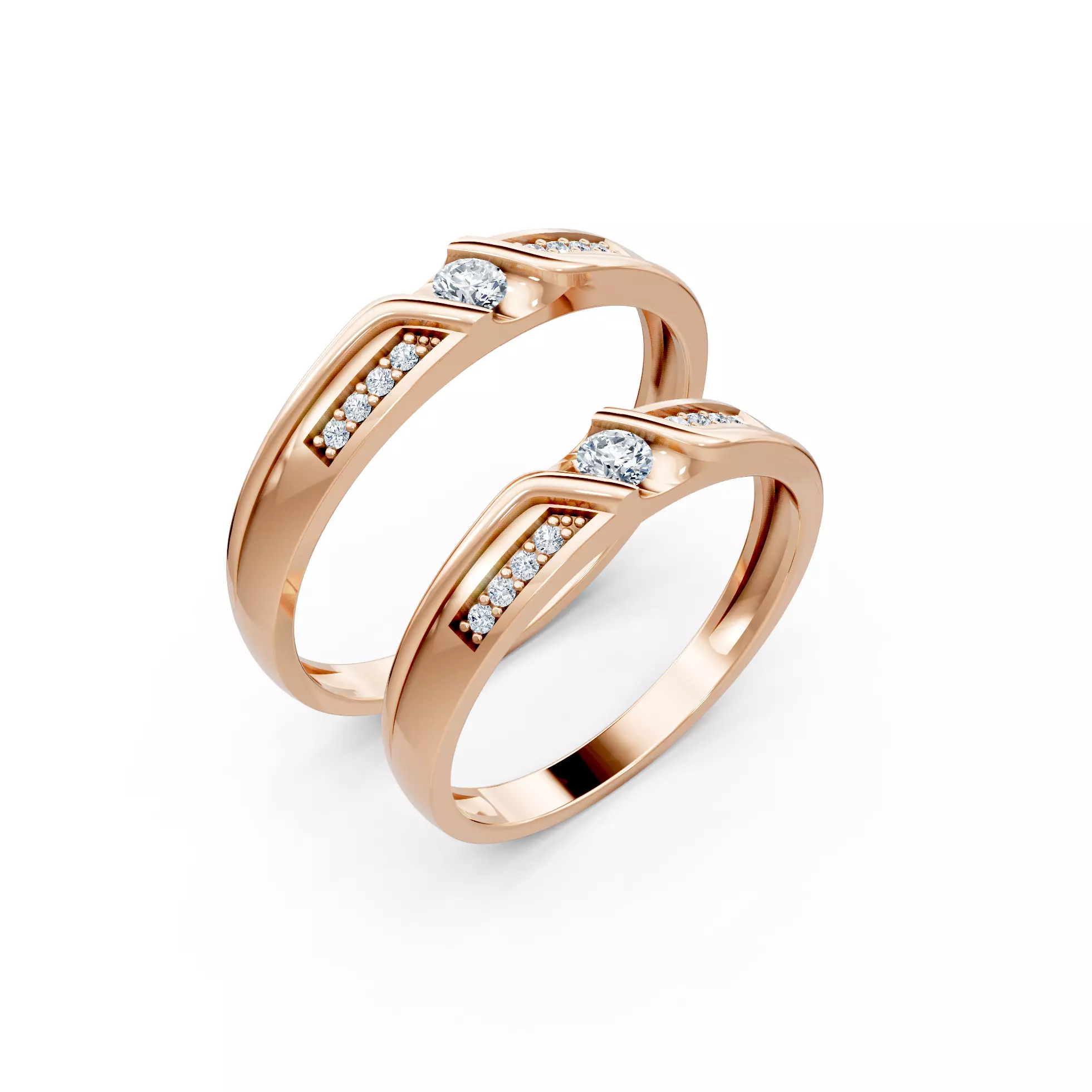 Solitaire Wedding Couple Bands 3D print model