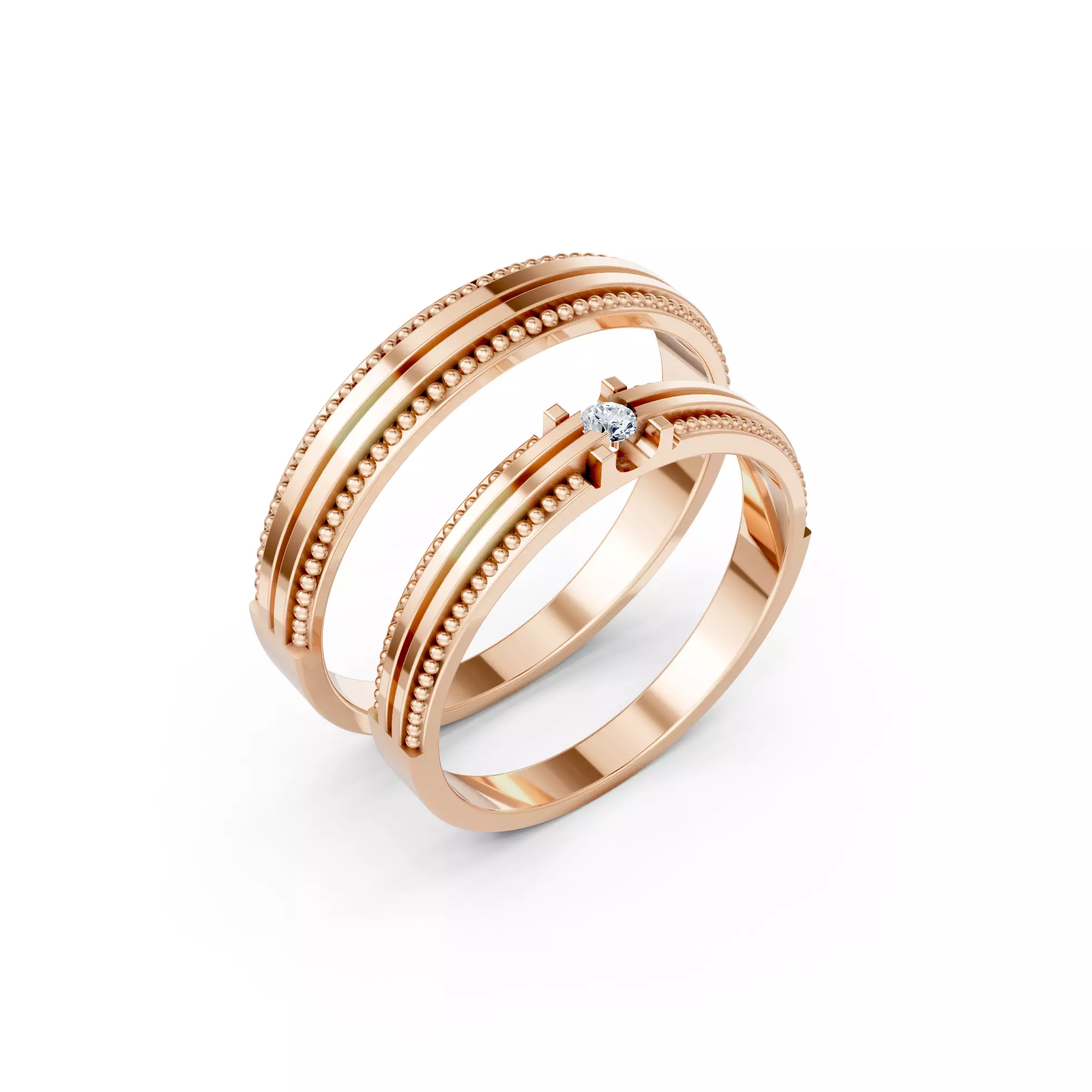 Lines Bead Wedding Couple Bands 3D print model