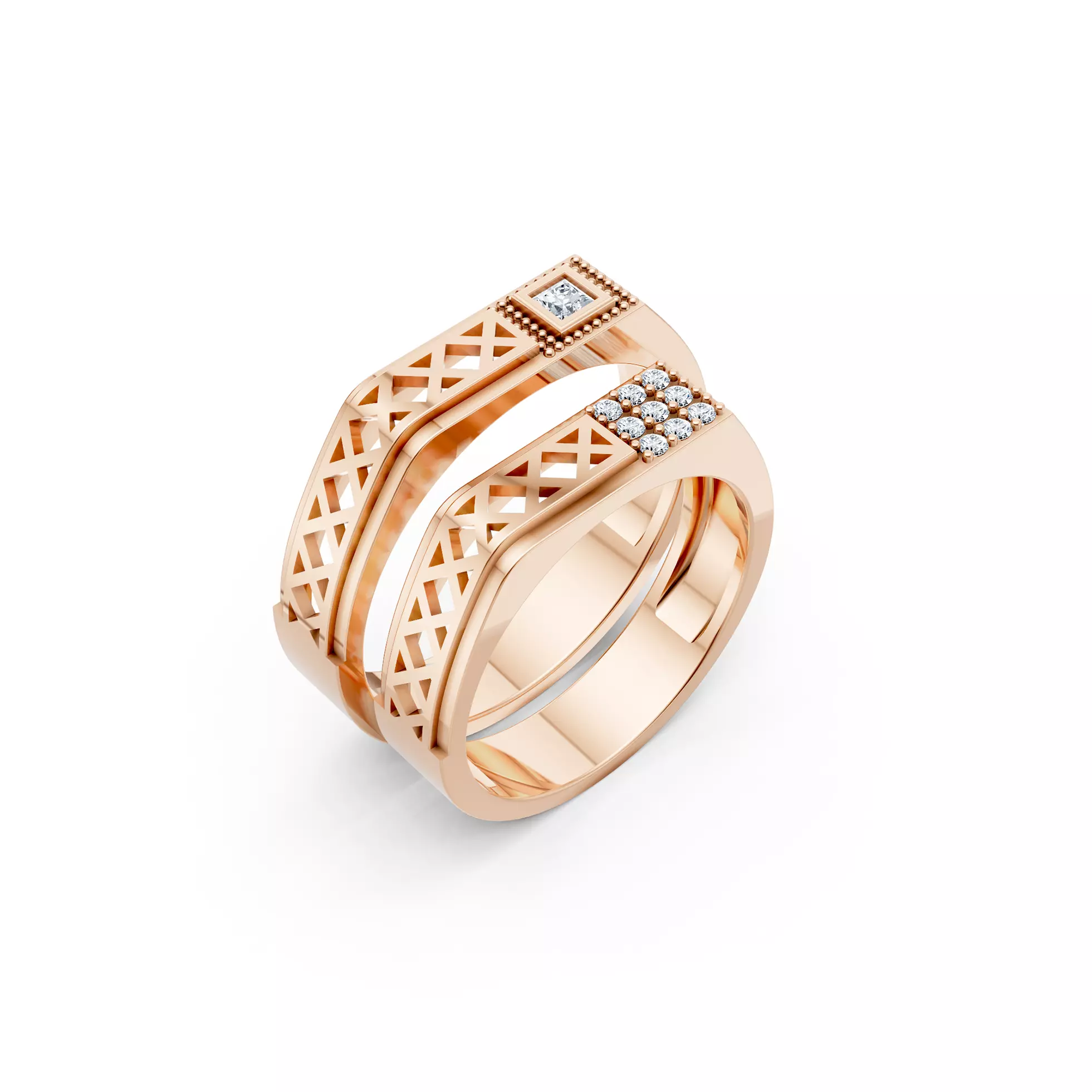 Wire Mesh Wedding Couple Bands 3D print model