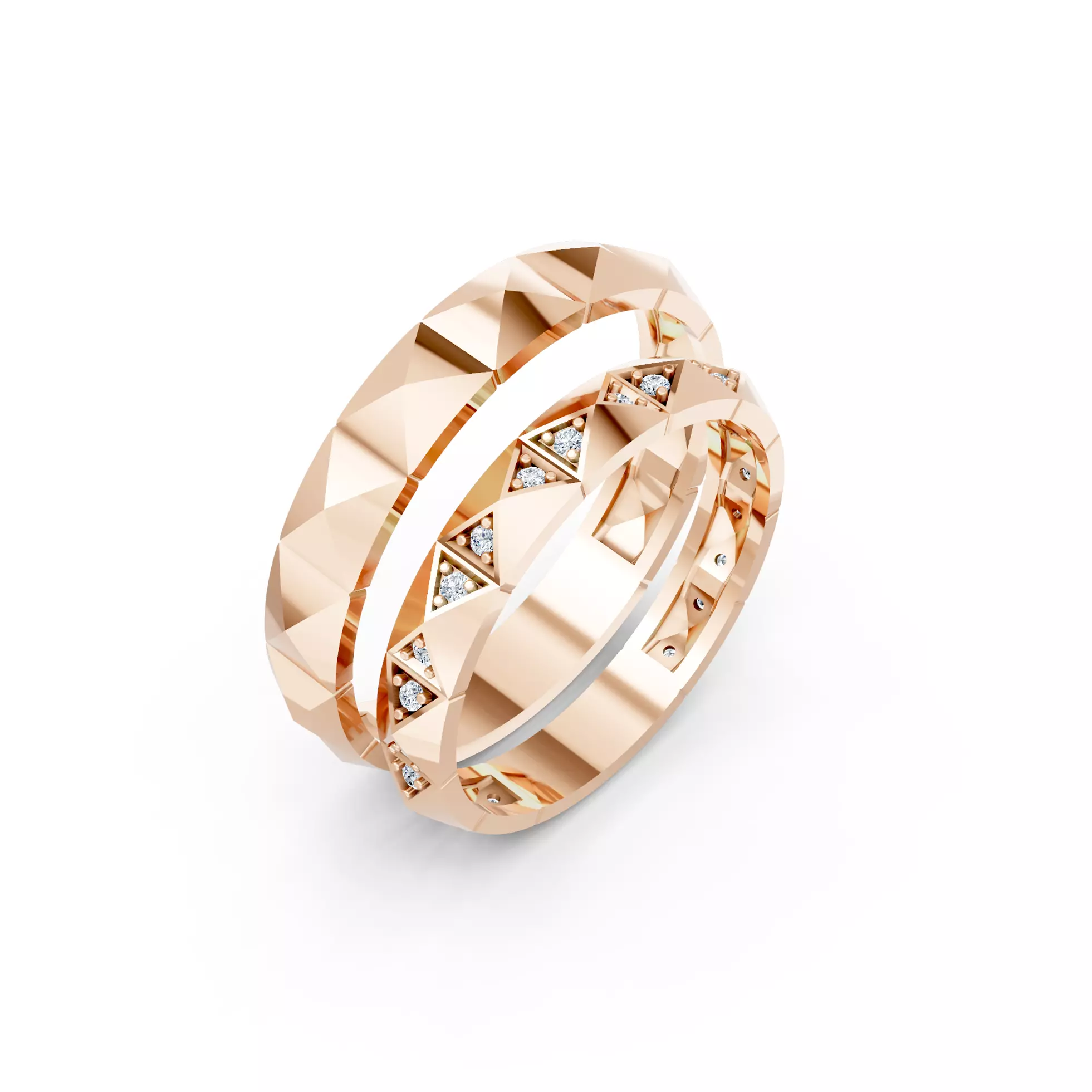 Pyramid Dome Wedding Couple Bands 3D print model