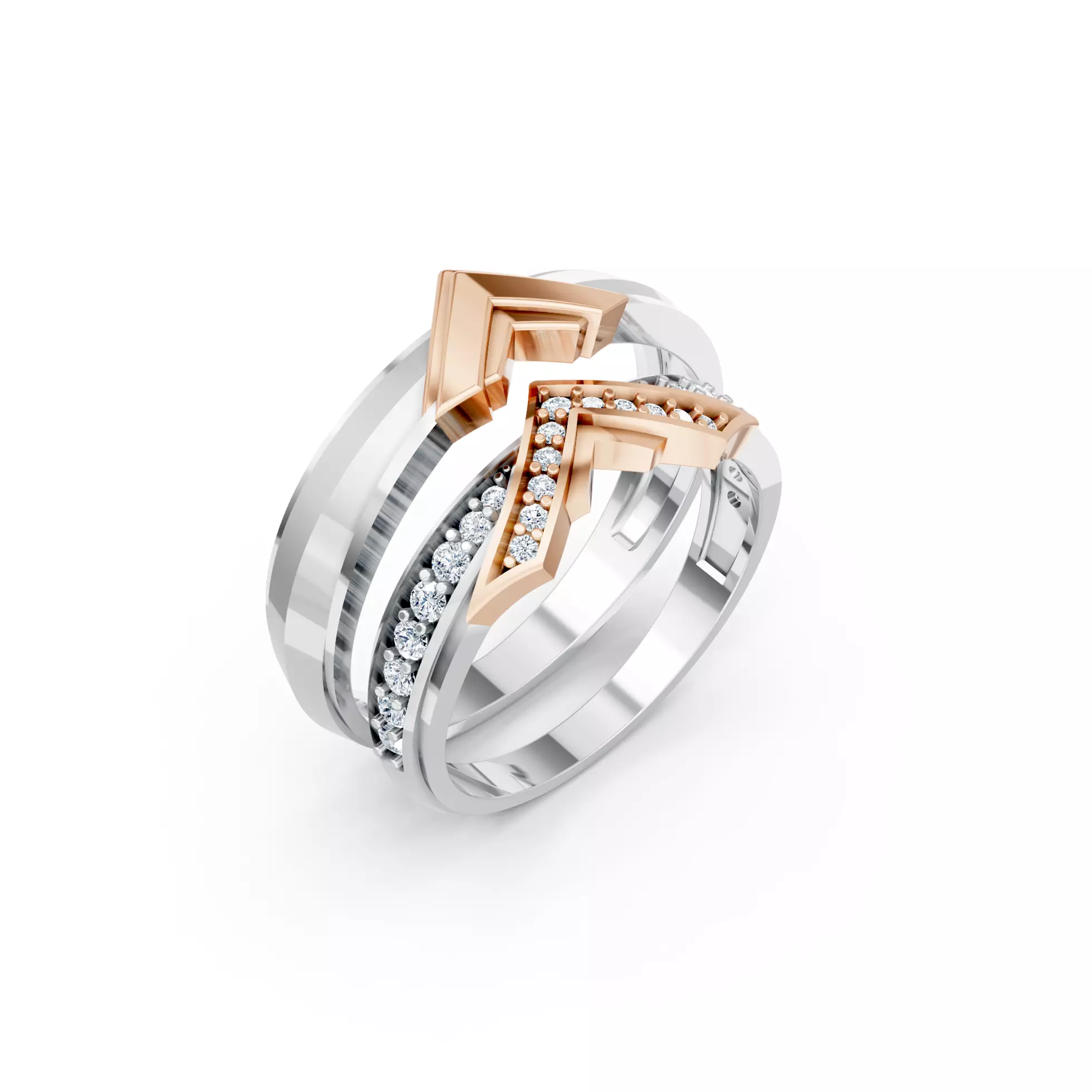 V Wedding Couple Bands 3D print model