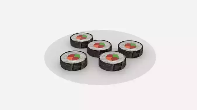 Sushi Roll Platter Low-poly 3D model