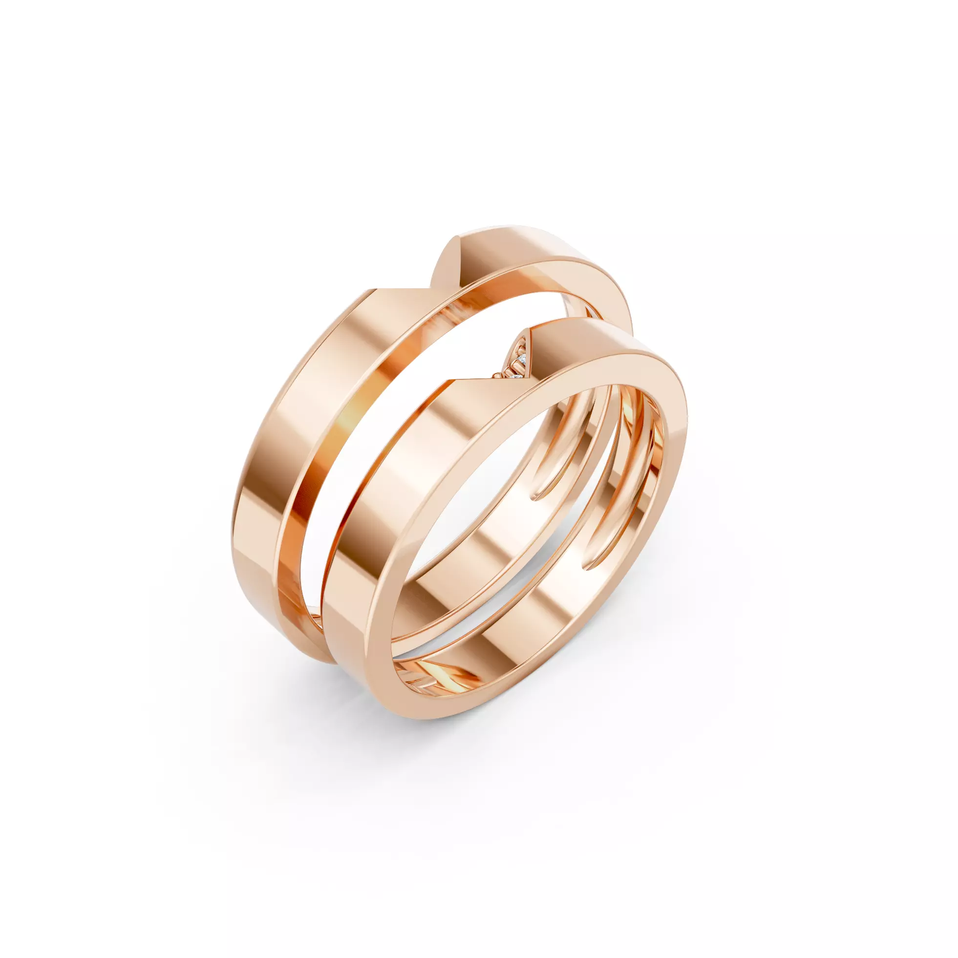 Hinged Love Wedding Couple Bands 3D print model