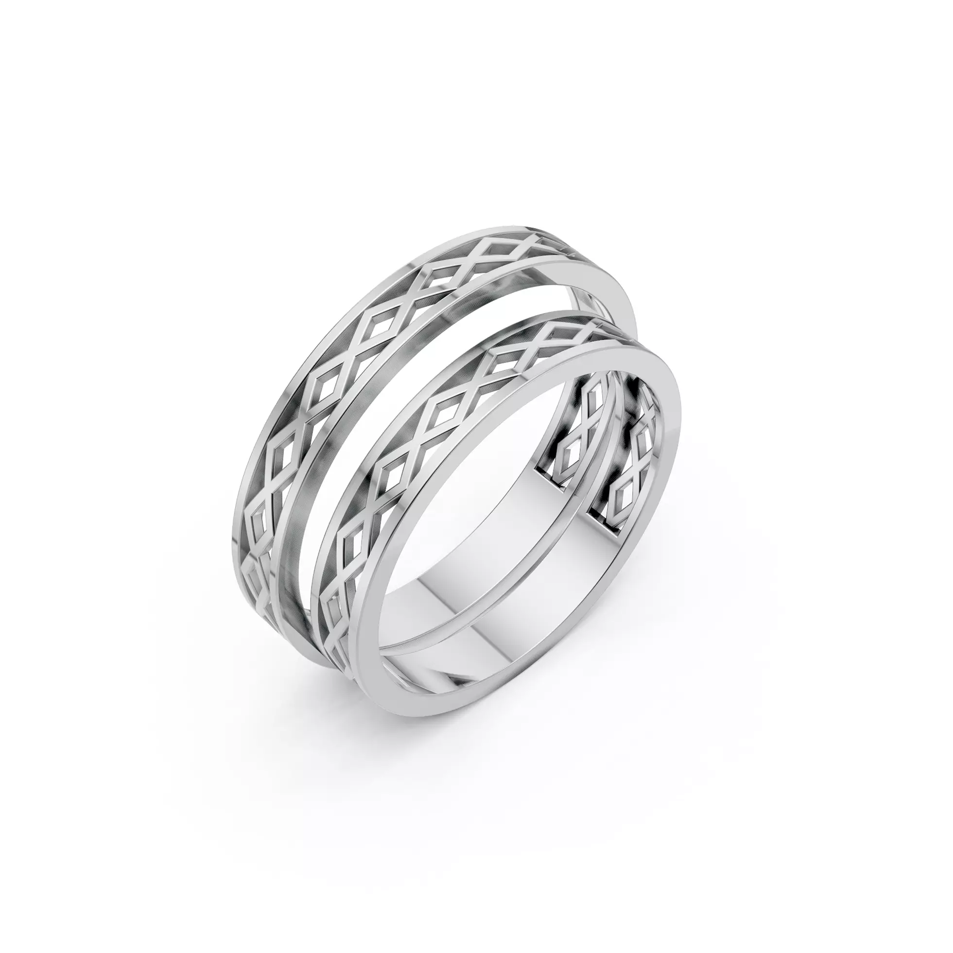 Plain Gold Wire Mesh Wedding Couple Bands 3D print model