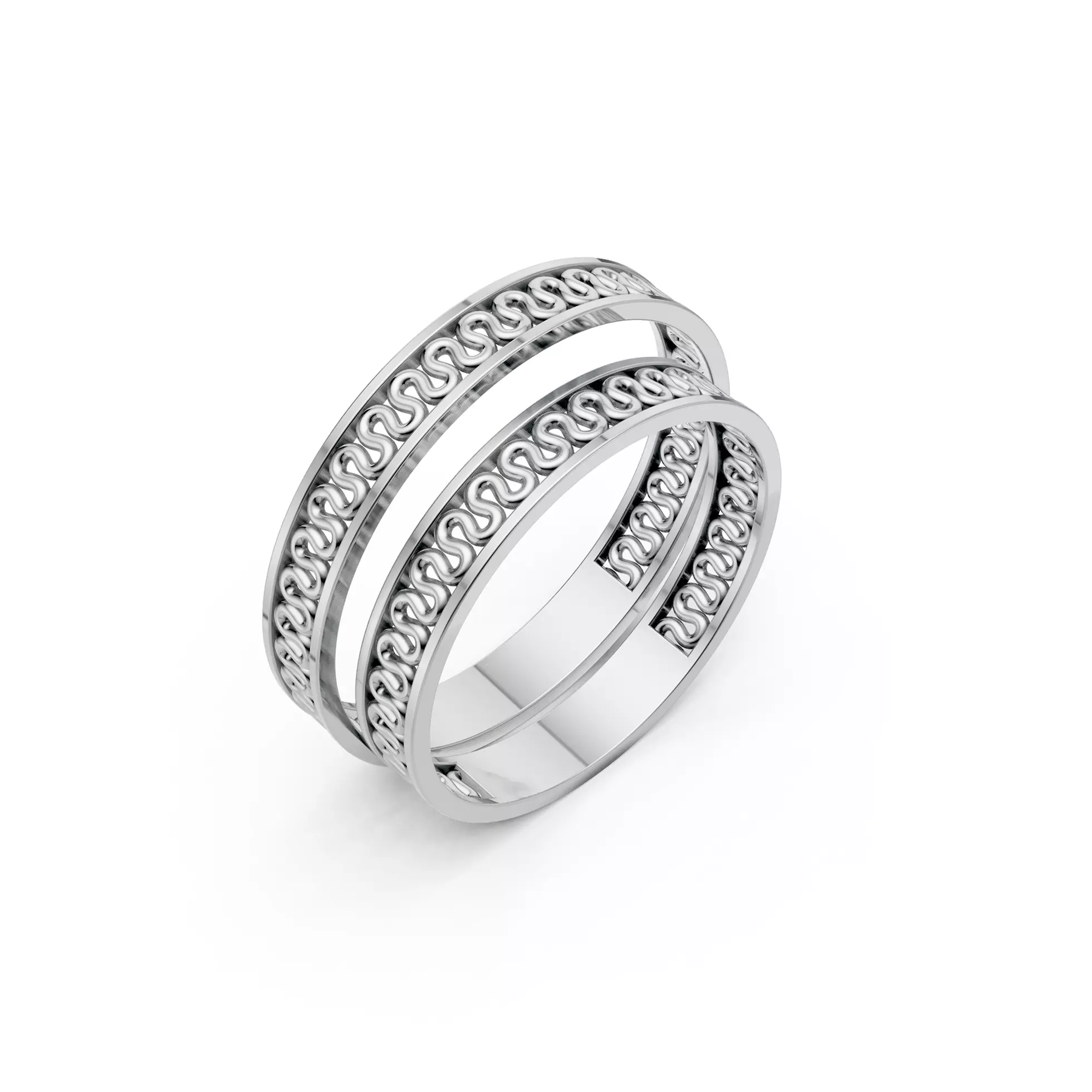 Curved Wire Mesh Wedding Couple Bands 3D print model