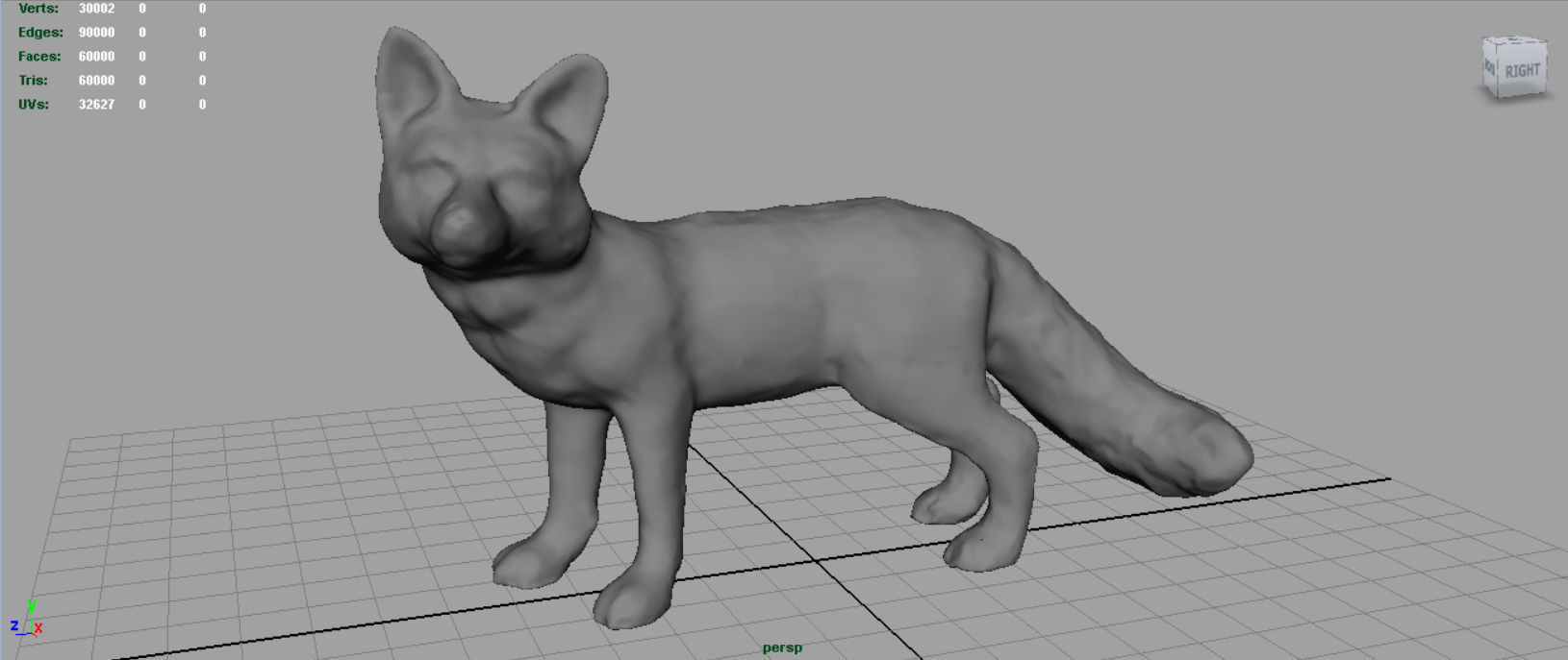 Realistic Fox Low-poly 3D model_3