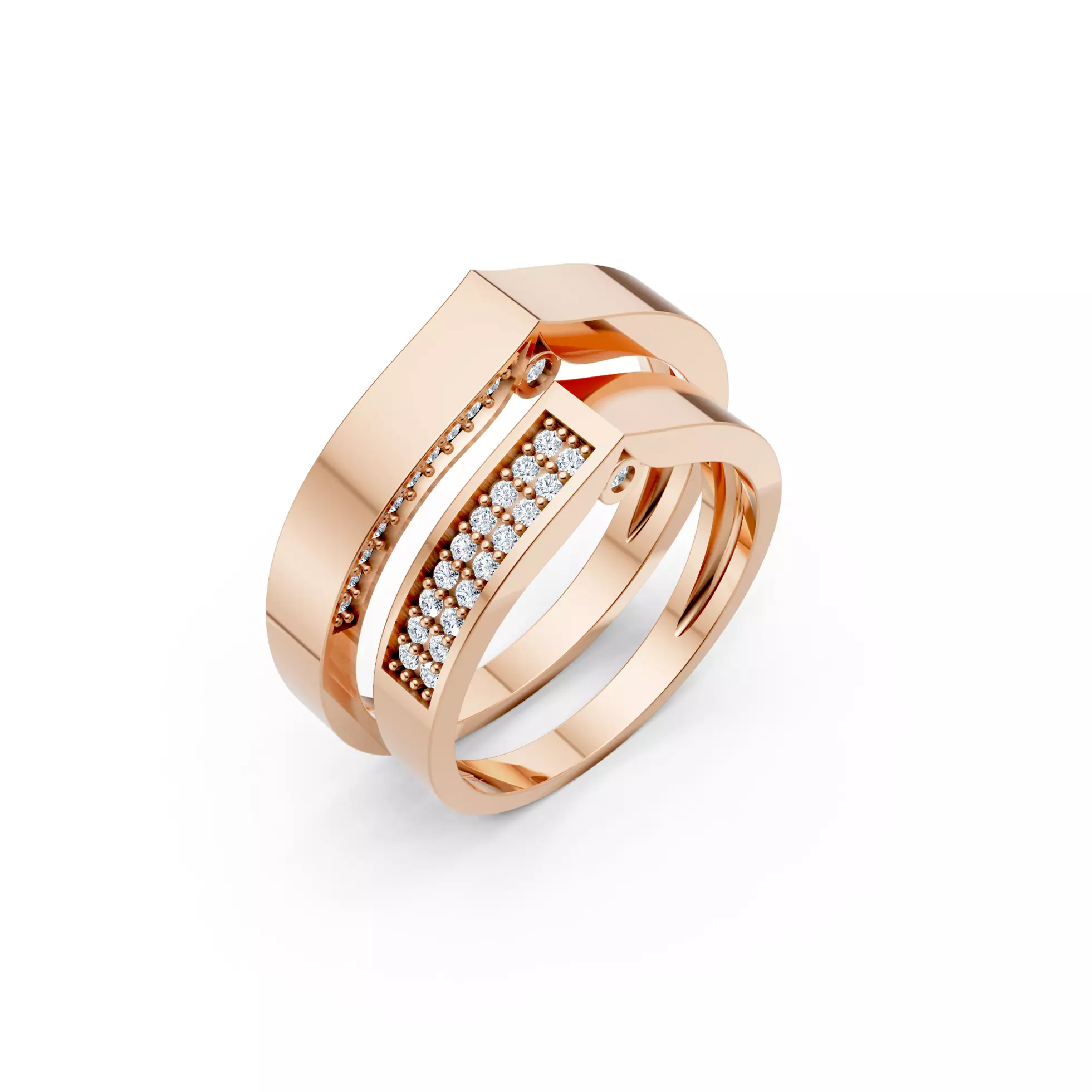 Dome Wedding Couple Bands 3D print model