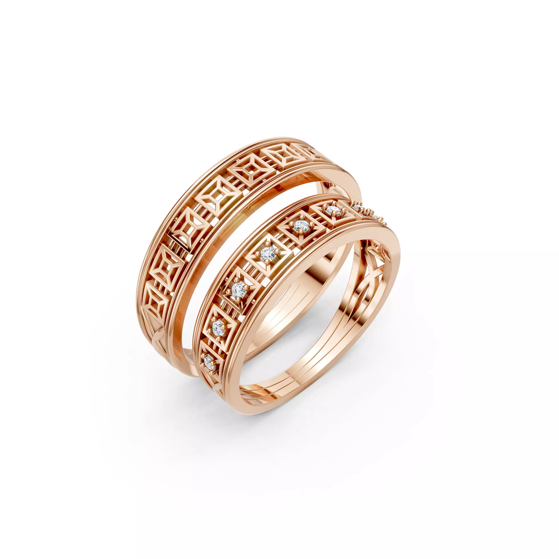 Square Wire Mesh Wedding Couple Bands 3D print model
