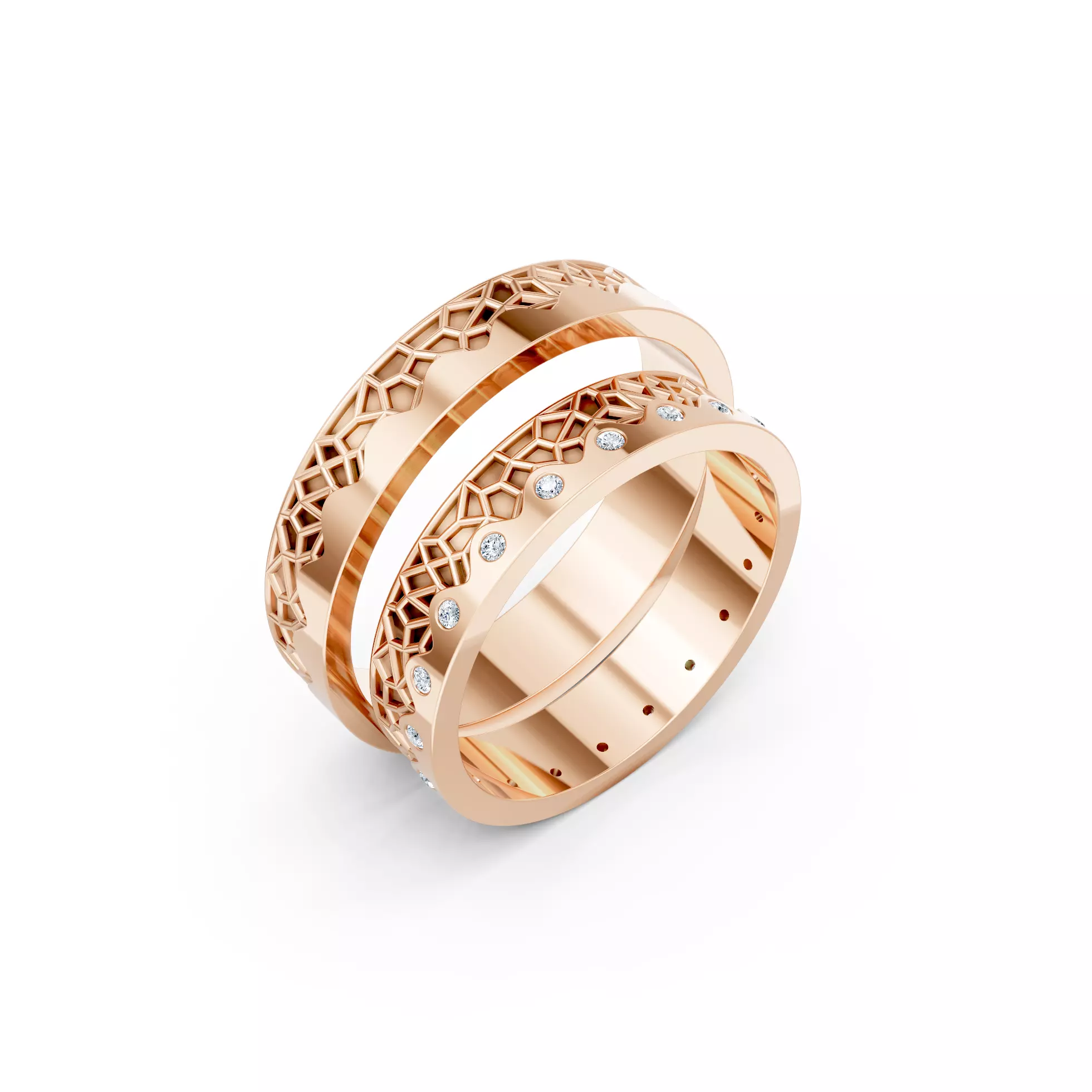 Wire Mesh Wedding Couple Bands 3D print model