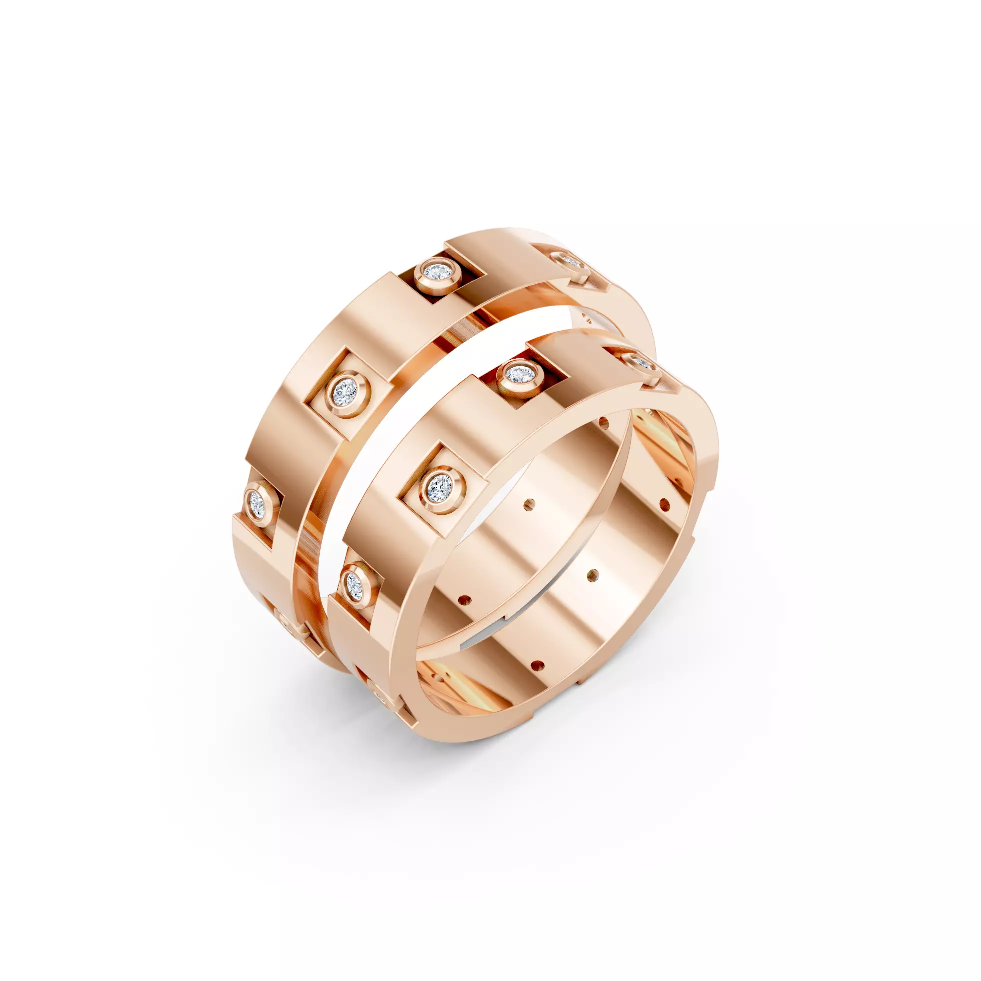 Z Waveline Wedding Couple Bands 3D print model