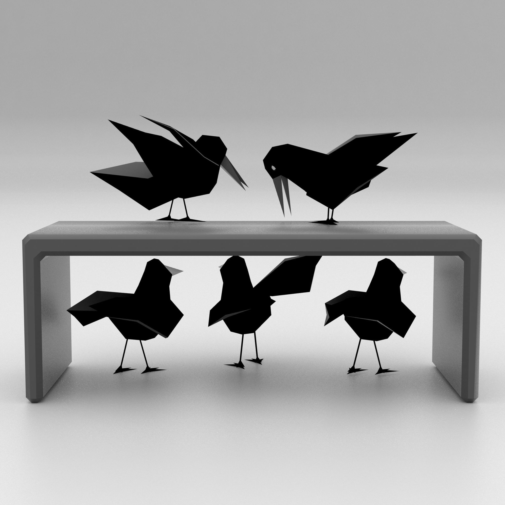 Cartoon Birds Low-poly 3D model_2