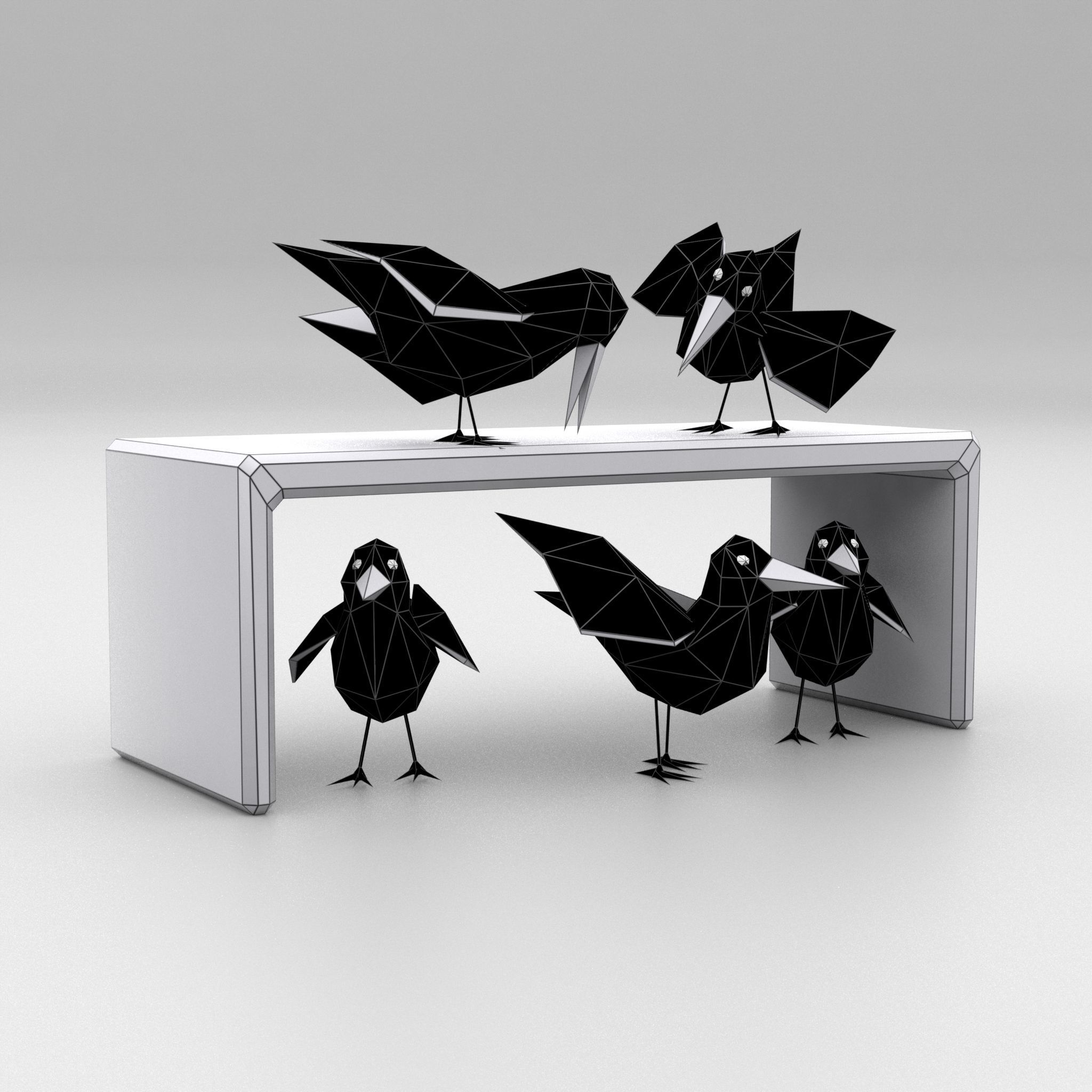 Cartoon Birds Low-poly 3D model_5
