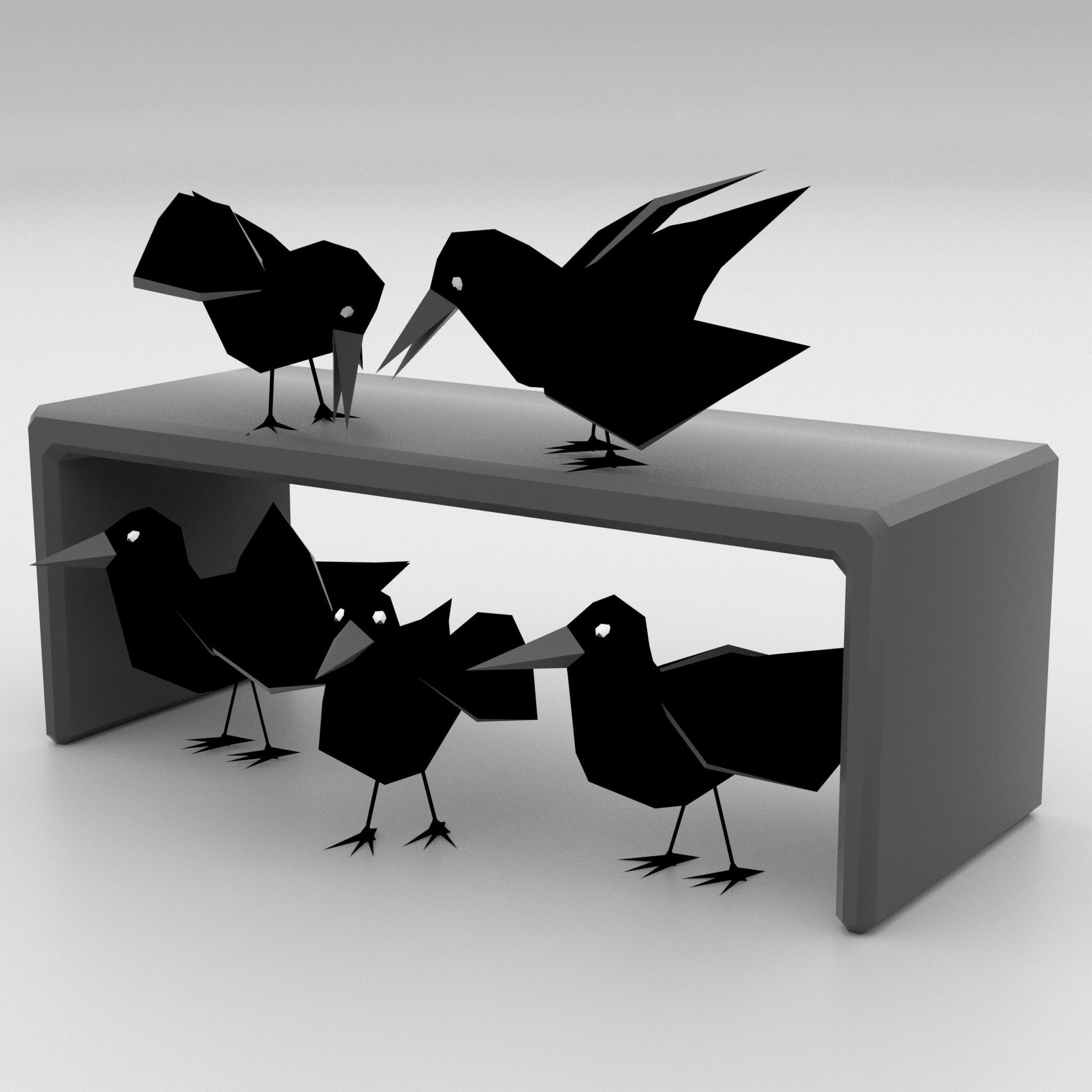 Cartoon Birds Low-poly 3D model_3