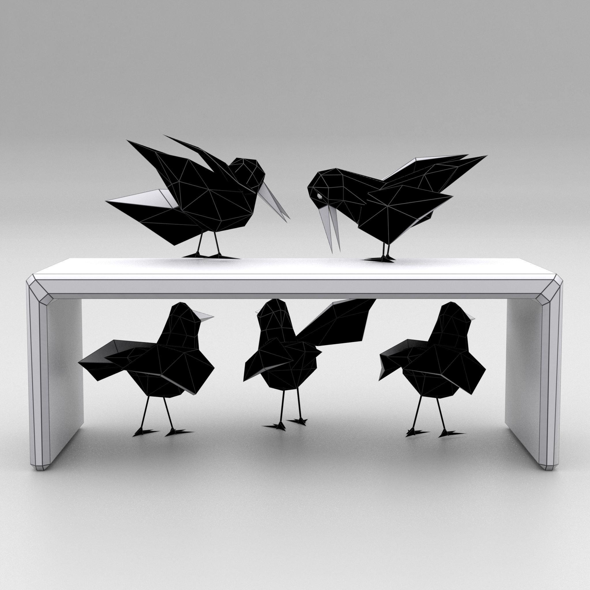 Cartoon Birds Low-poly 3D model_6