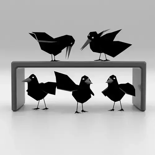 Cartoon Birds Low-poly 3D model