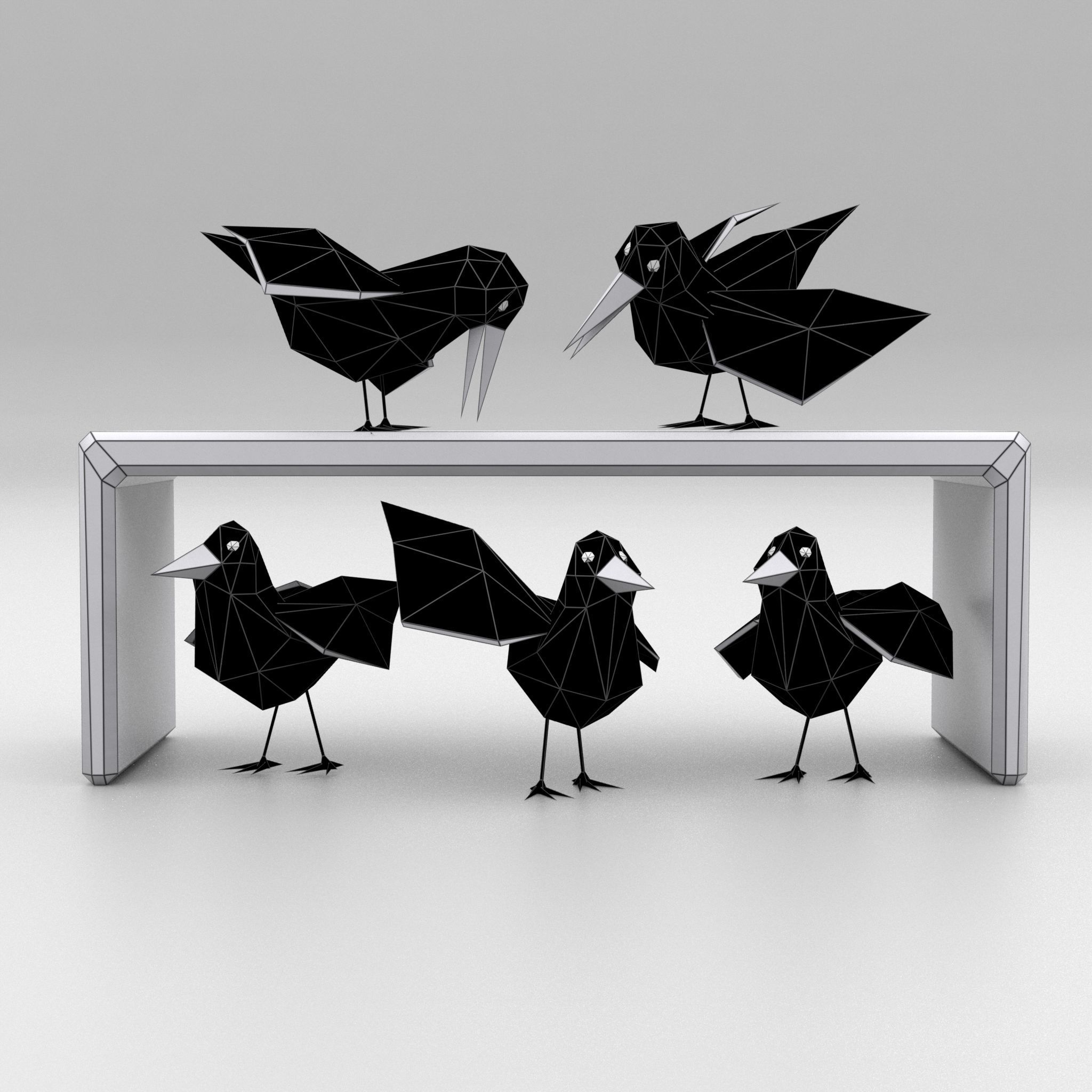 Cartoon Birds Low-poly 3D model_4