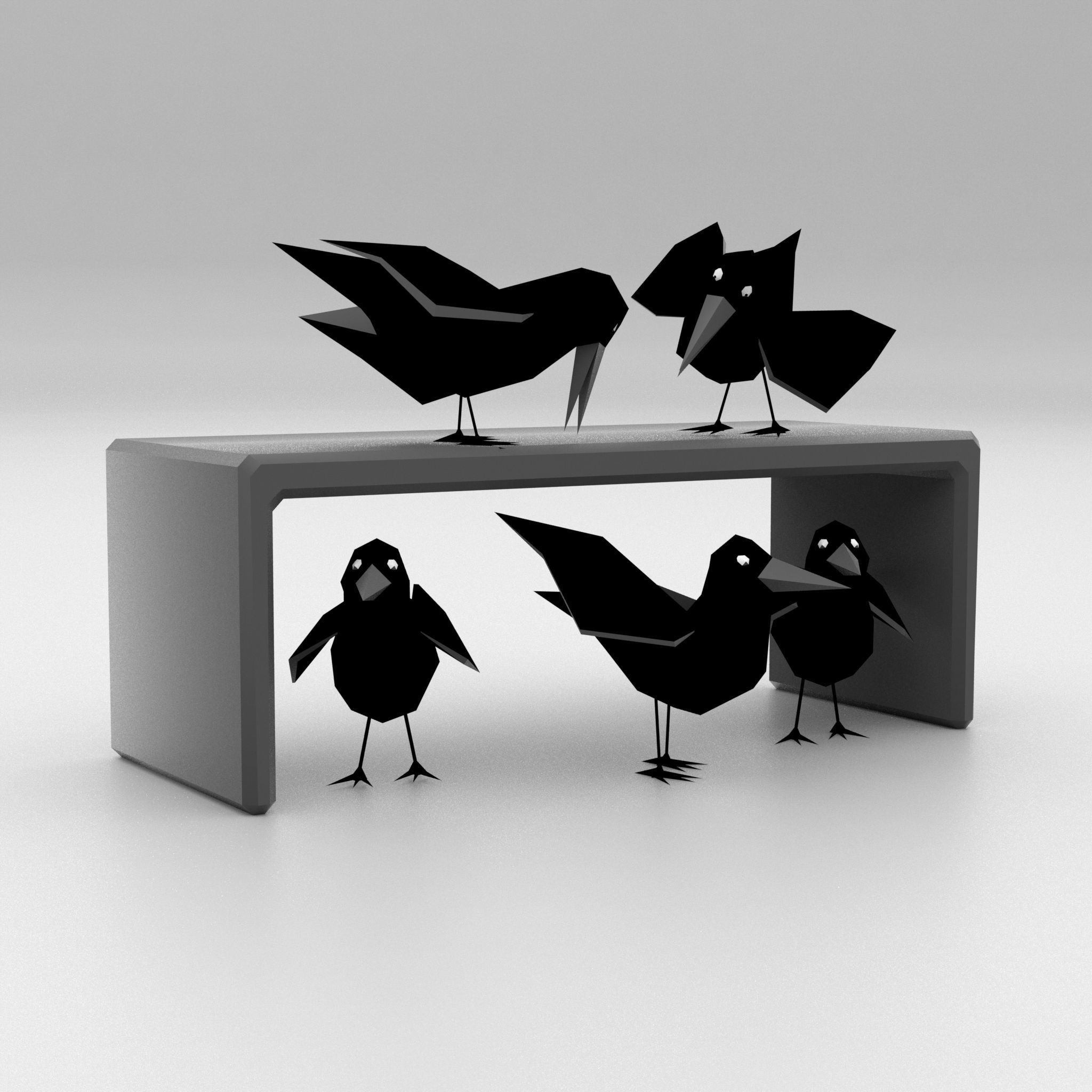 Cartoon Birds Low-poly 3D model_1
