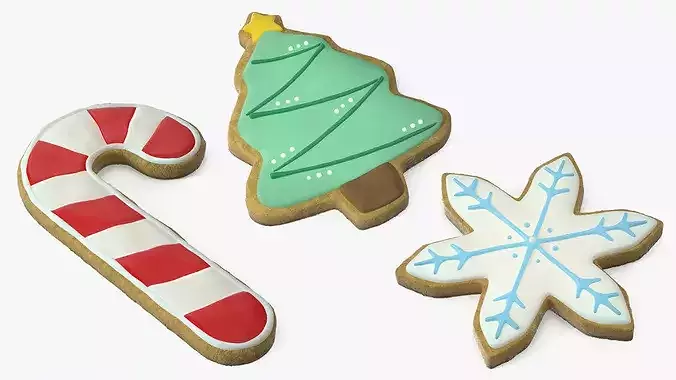 Holiday Cookie Platter with Figures on Plate 3D model 7