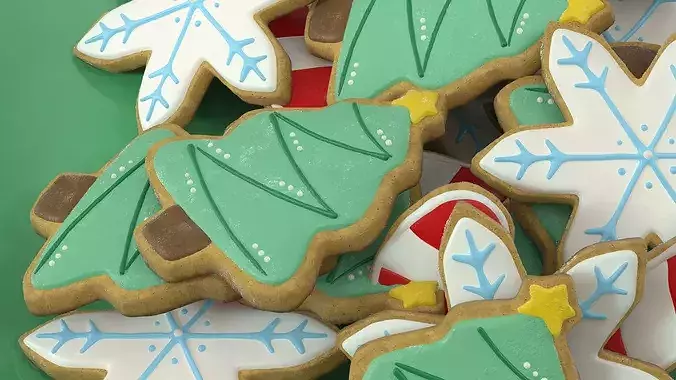 Holiday Cookie Platter with Figures on Plate 3D model 5