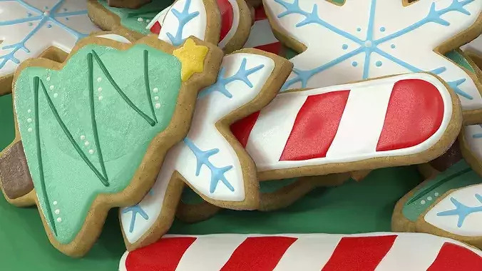 Holiday Cookie Platter with Figures on Plate 3D model 6