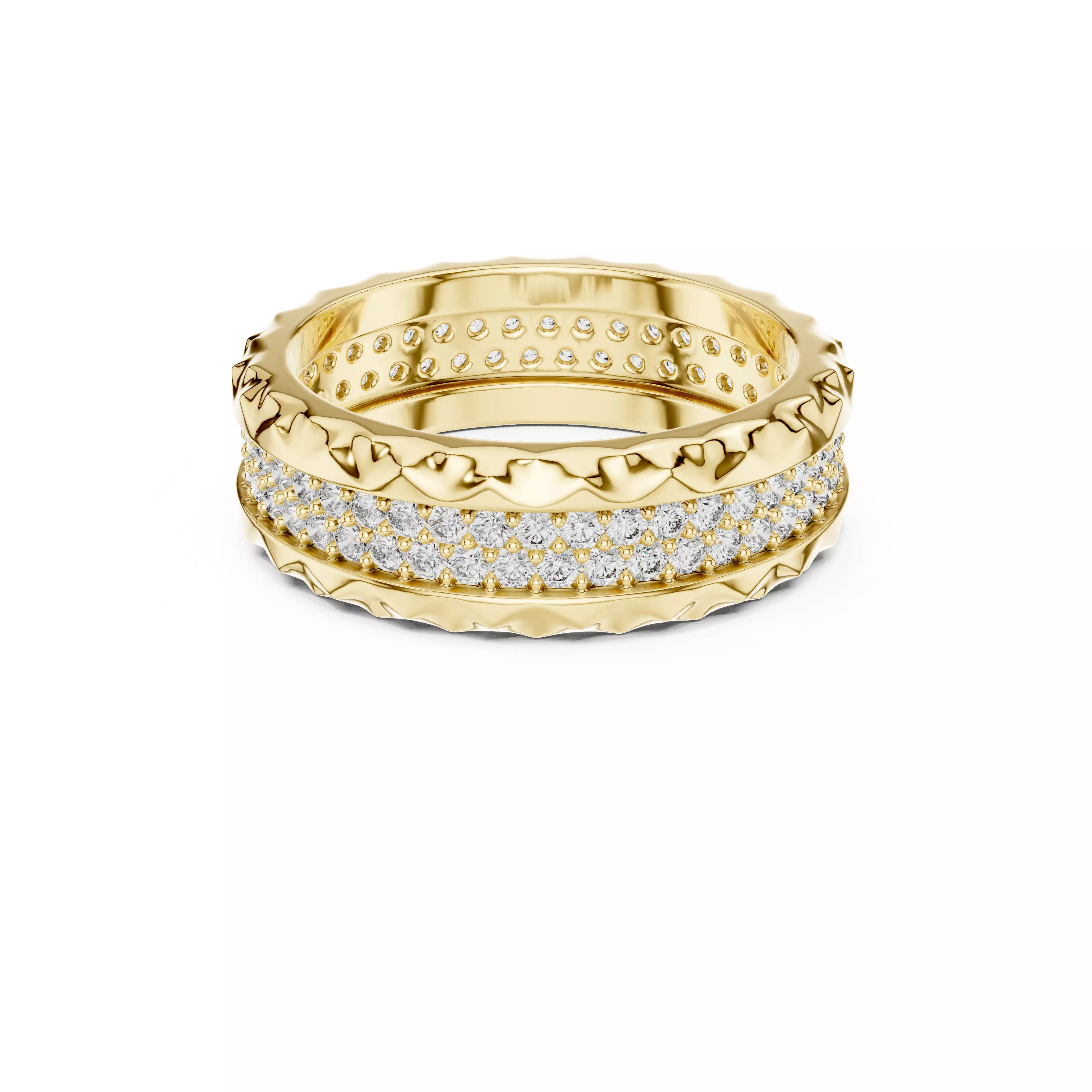Heart Pattern Diamond Eternity Band Vintage Pave Wedding Ring 3D print model