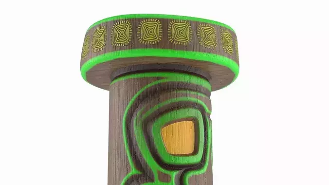 Grinning Tiki Bar Stool with Green Outline Multicolor 3D model 3