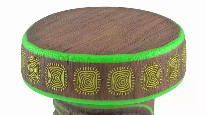 Grinning Tiki Bar Stool with Green Outline Multicolor 3D model 5