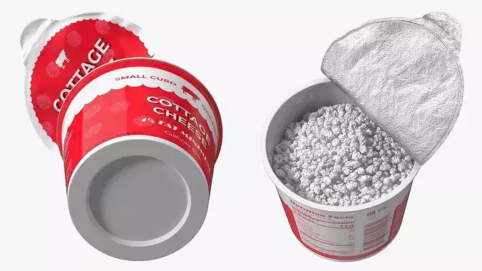 Bin of Cottage Cheese Open 3D model 7