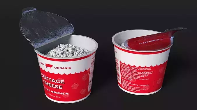 Bin of Cottage Cheese Open 3D model 4