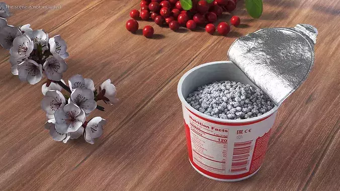 Bin of Cottage Cheese Open 3D model 3