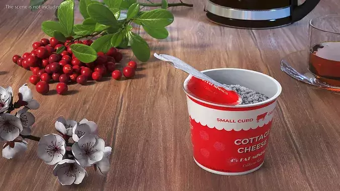 Bin of Cottage Cheese Open 3D model 2