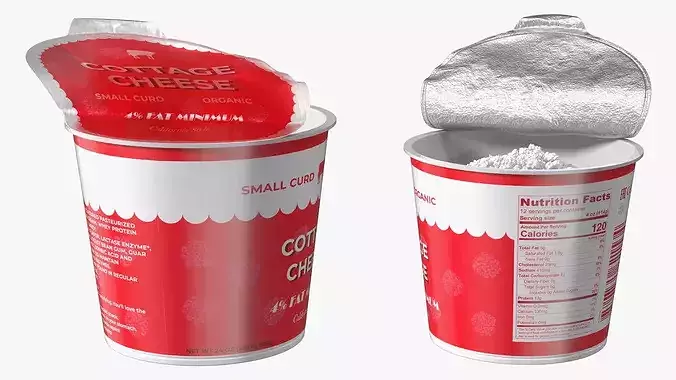 Bin of Cottage Cheese Open 3D model 6