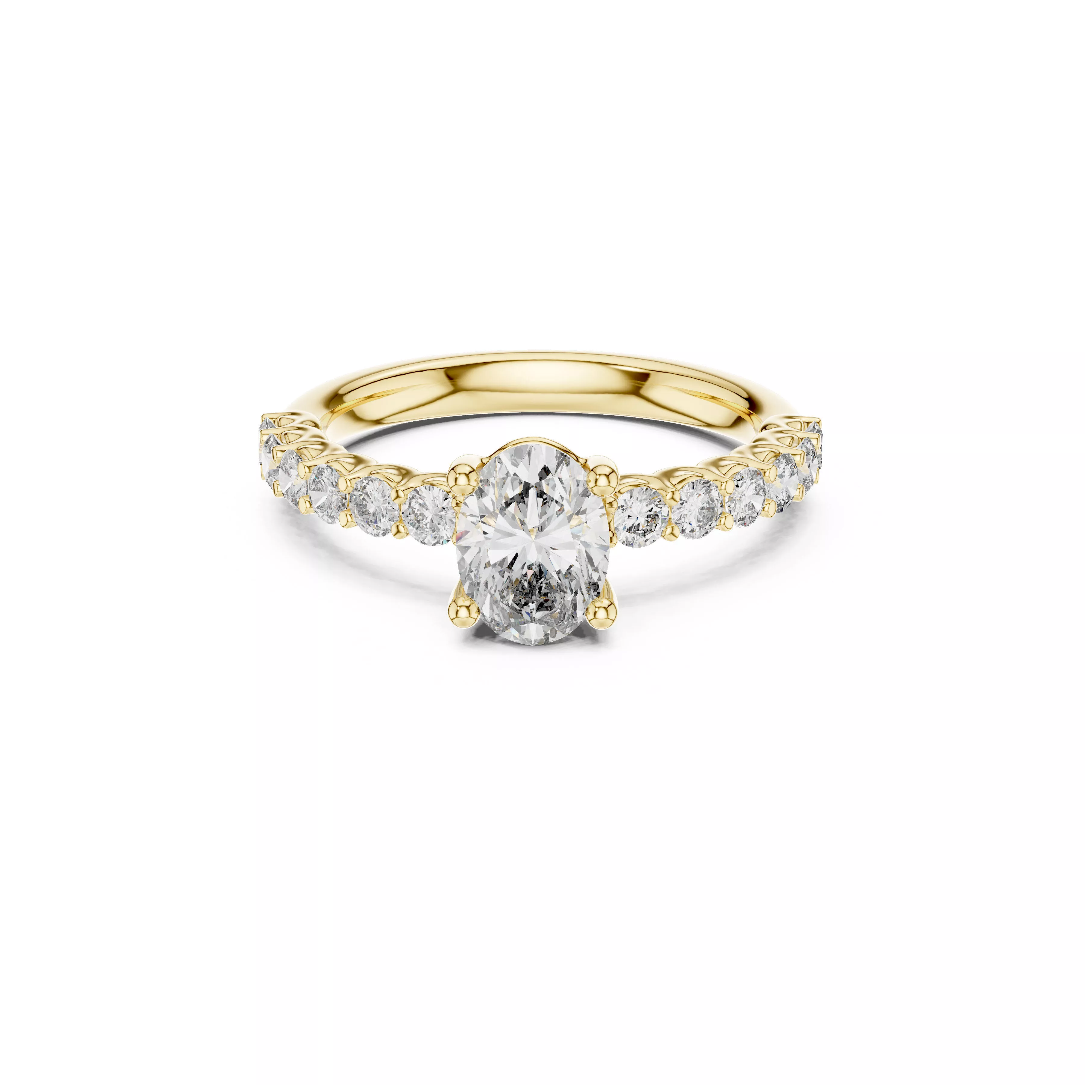 Oval Diamond Engagement Ring Classic Solitaire Diamond Band CAD 3D print model