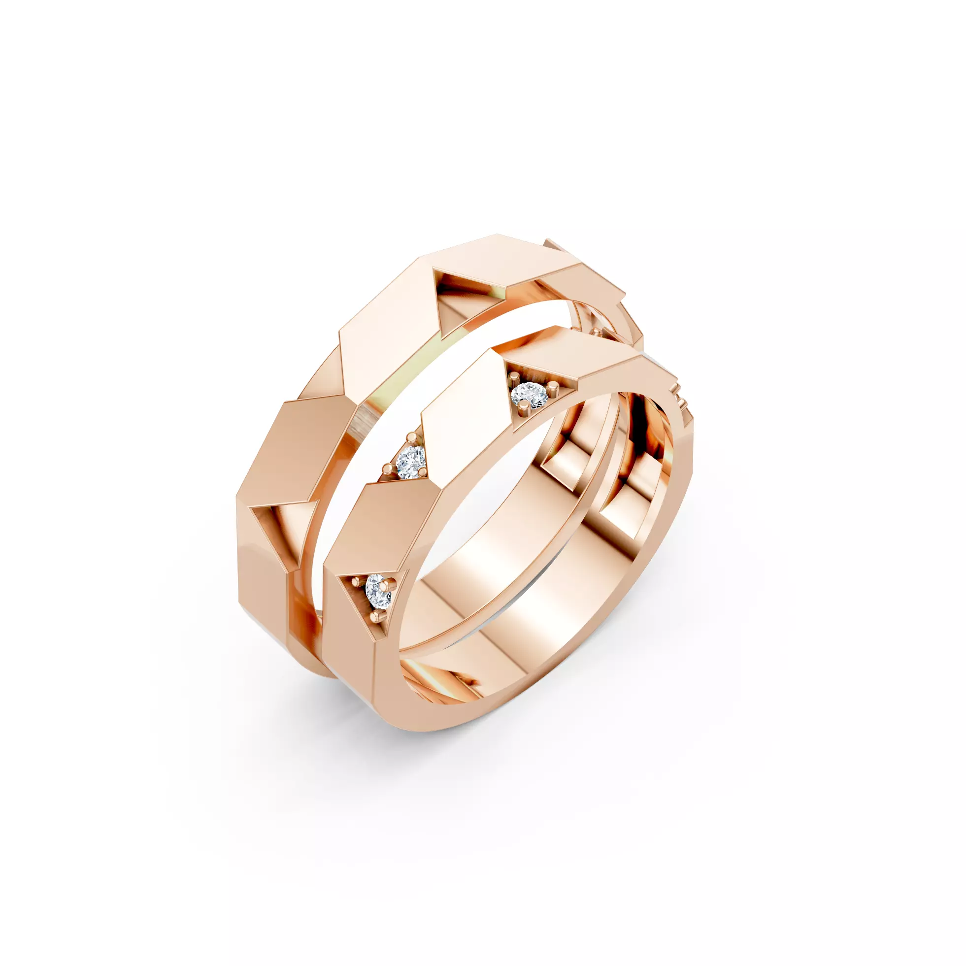 Ribbon Curved Wedding Couple Bands 3D print model