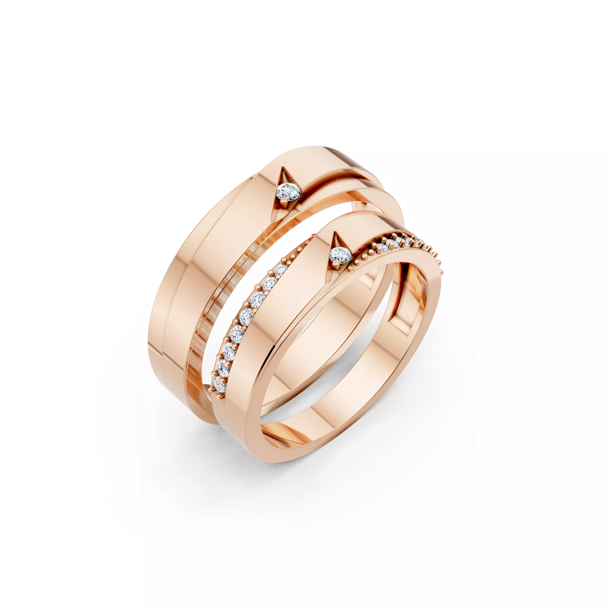 Curved Hinged Wedding Couple Bands 3D print model