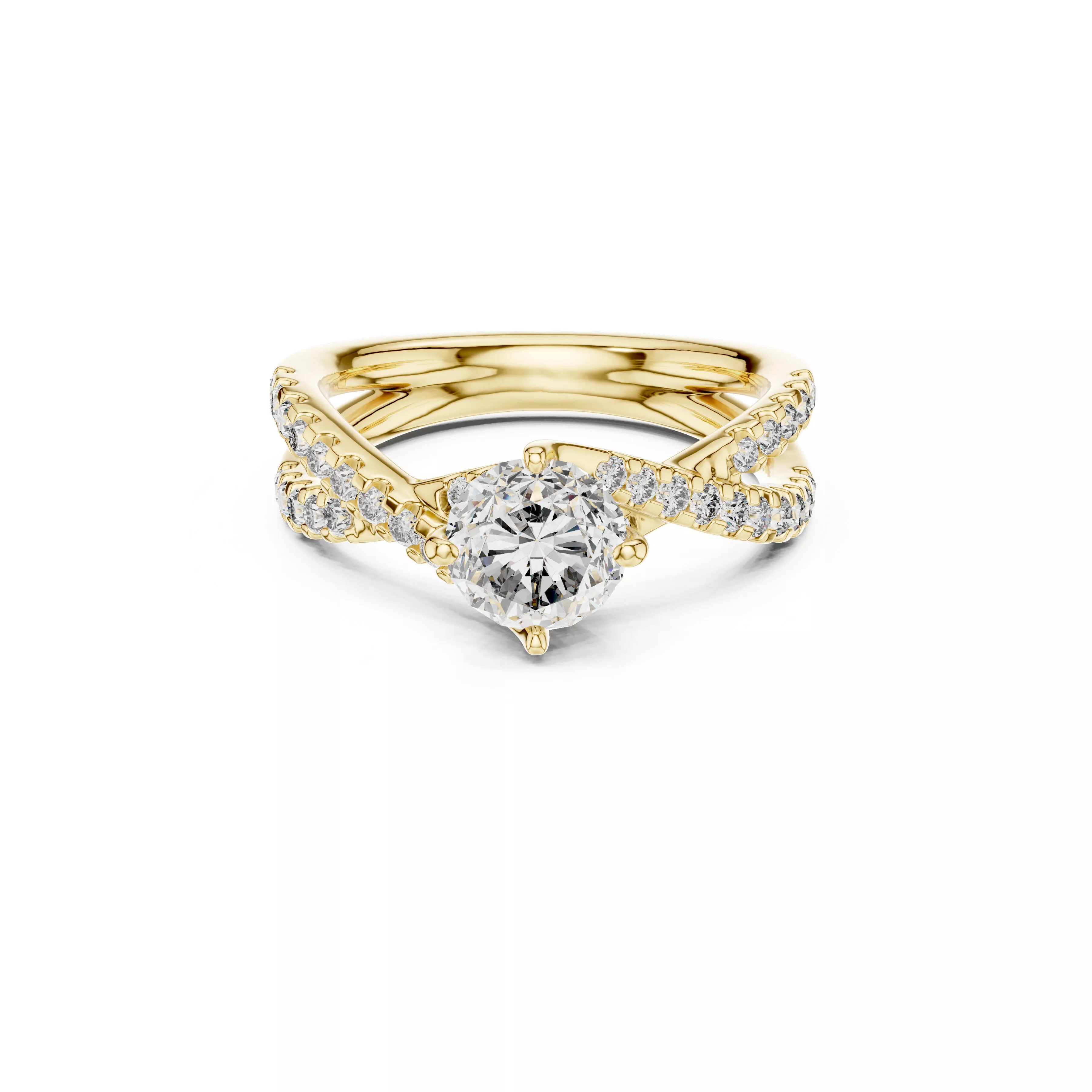 Split Shank Diamond Engagement Ring RD Brilliant Solitaire Ring 3D print model