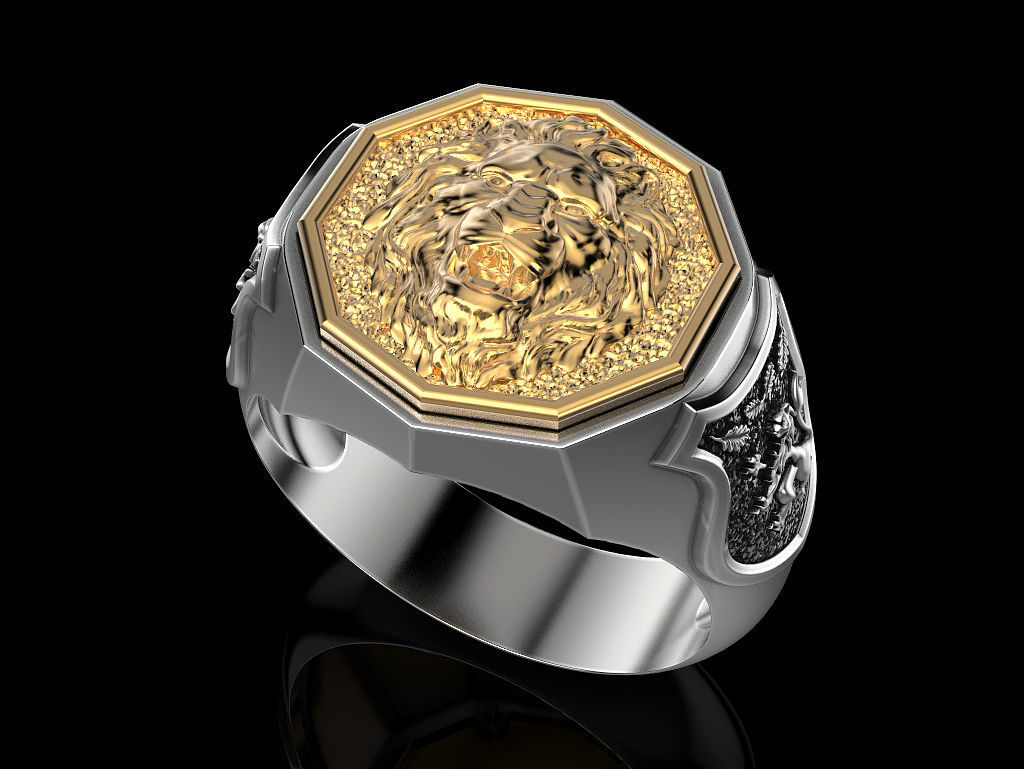Men ring lion 3D print model_17