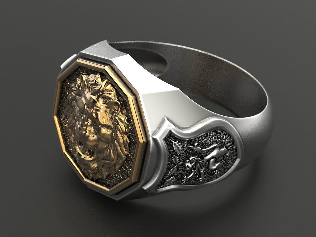 Men ring lion 3D print model_6
