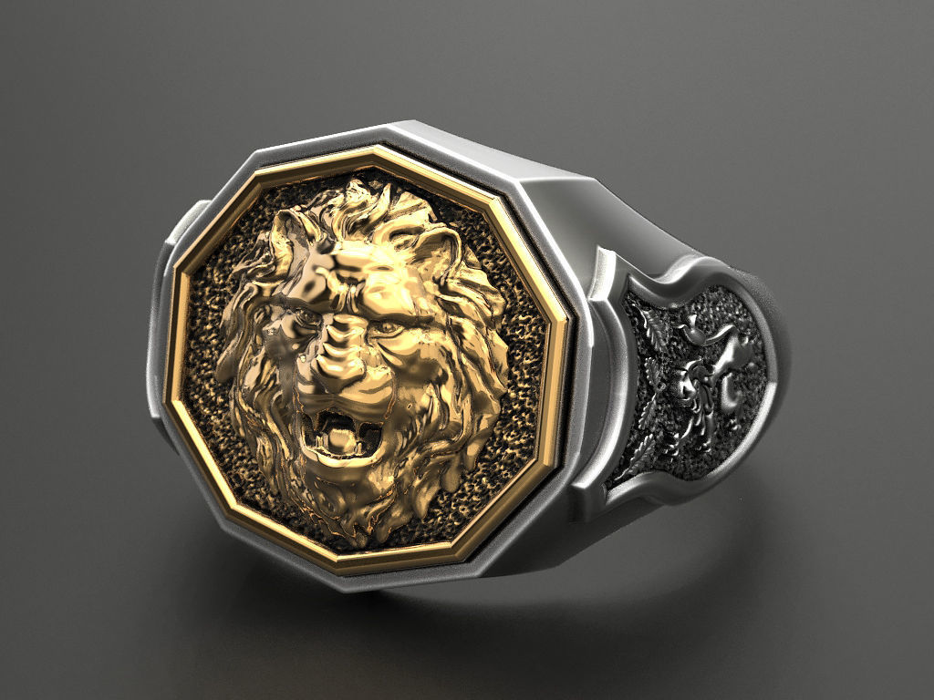 Men ring lion 3D print model_4