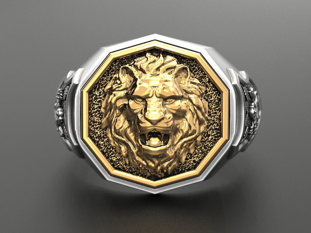 Men ring lion 3D print model_5